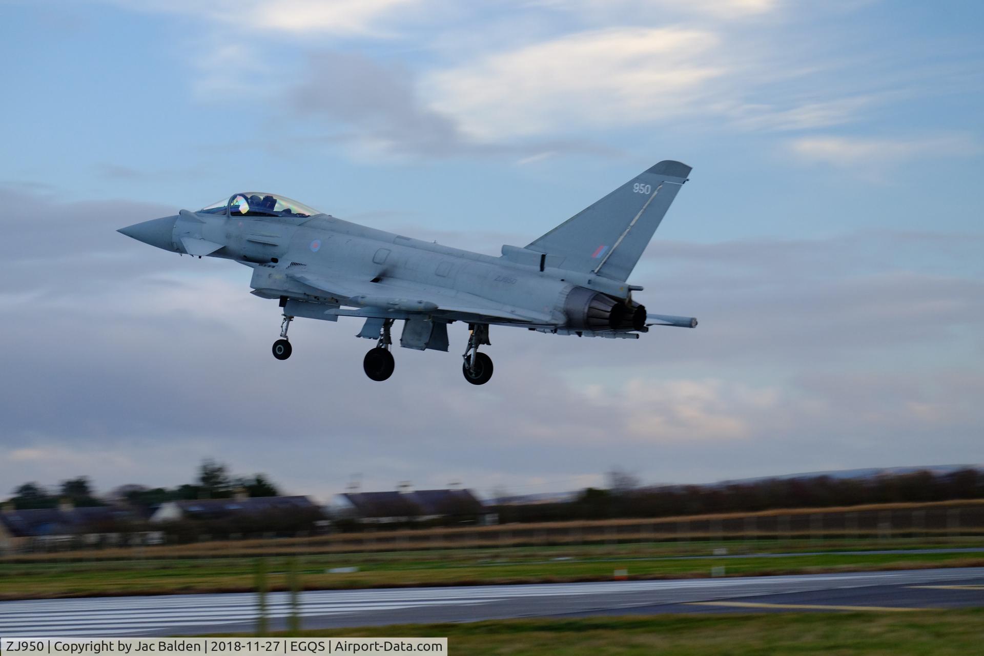 ZJ950, Eurofighter EF-2000 Typhoon FGR.4 C/N BS047, ZJ950 recovering to RAF Lossiemouth after a touch and go and an overshoot 27/11/18