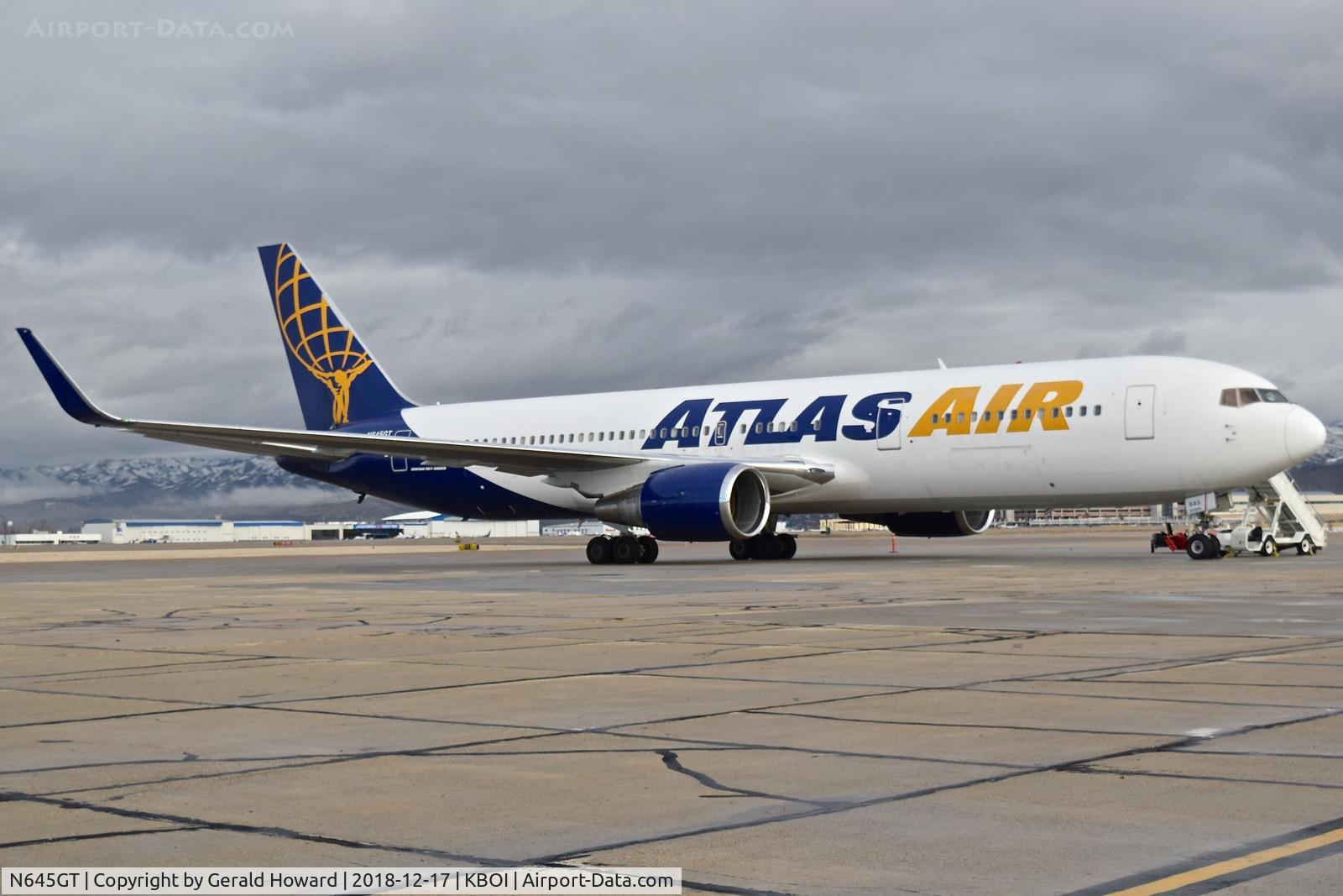 N645GT, 1995 Boeing 767-324 C/N 27393, Parked on the south GA ramp after a charter flight.