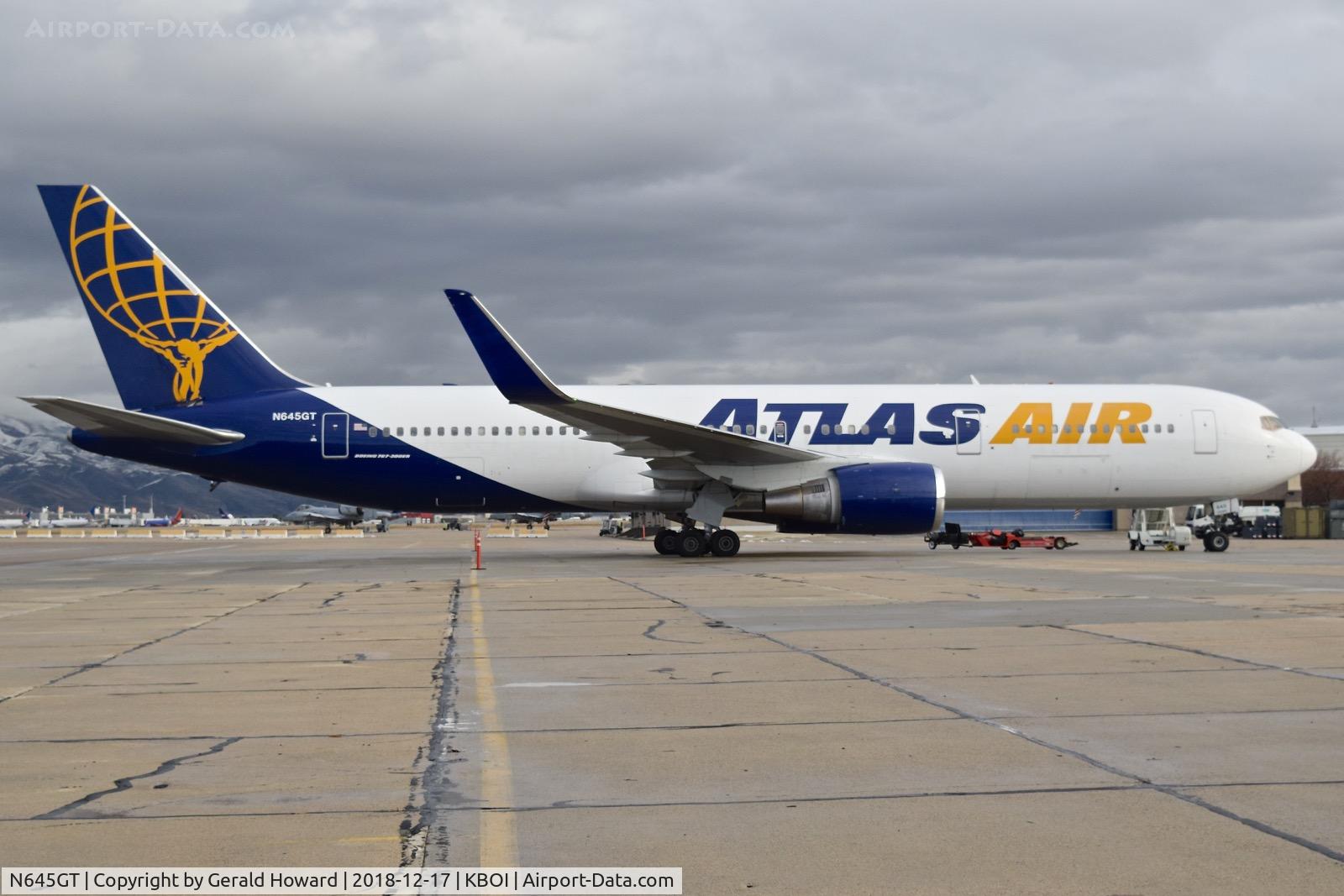 N645GT, 1995 Boeing 767-324 C/N 27393, Parked on the south GA ramp after a charter flight.