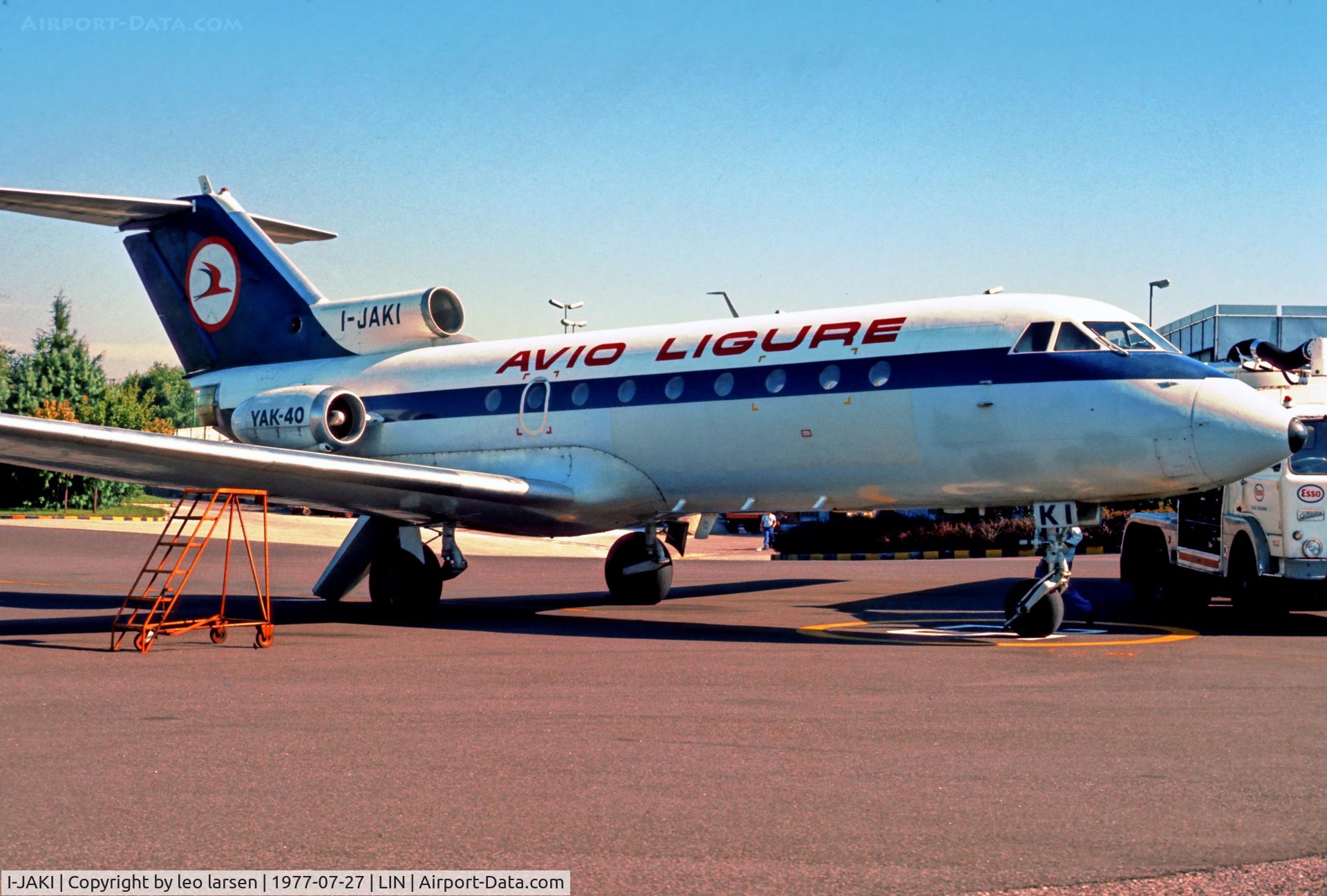 I-JAKI, 1975 Yakovlev Yak-40EC C/N 9141518, Milano Linarte 27.7.1977