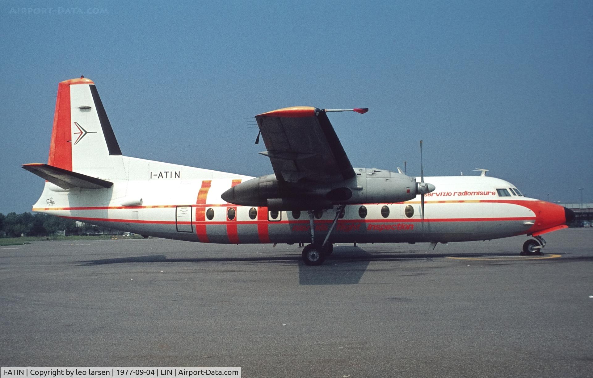 I-ATIN, 1968 Fokker F.27-600 Friendship C/N 10350, Milano Linarte 4.9.1977 with Nav Aids Flight Inspection.