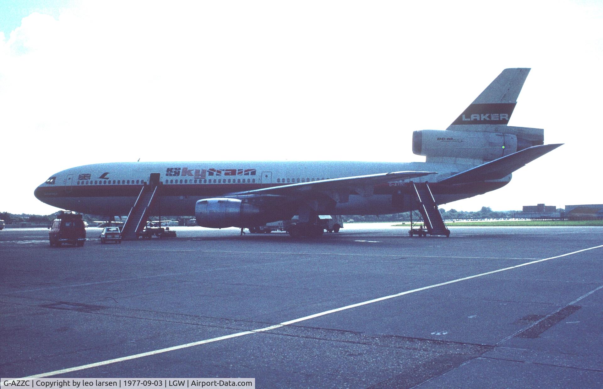 G-AZZC, 1972 McDonnell Douglas DC-10-10 C/N 46905, London Gatwick 3.9.1977