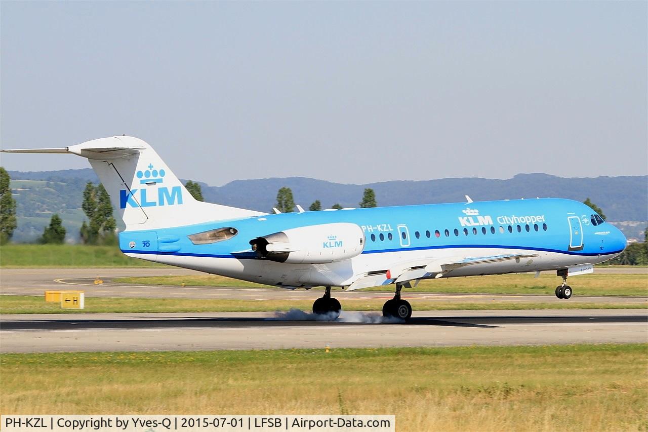 PH-KZL, 1995 Fokker 70 (F-28-0070) C/N 11536, Fokker 70, Landing rwy 15, Bâle-Mulhouse-Fribourg airport (LFSB-BSL)