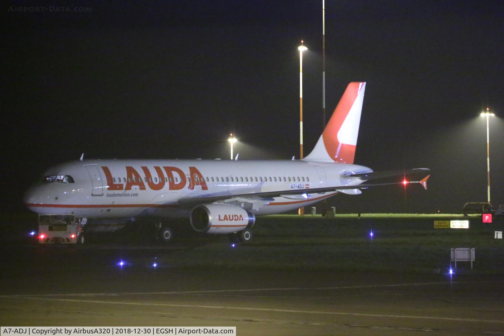 A7-ADJ, 2004 Airbus A320-232 C/N 2288, Seen at Norwich being towed from the paint shop , repainted into Laudamotion new livery