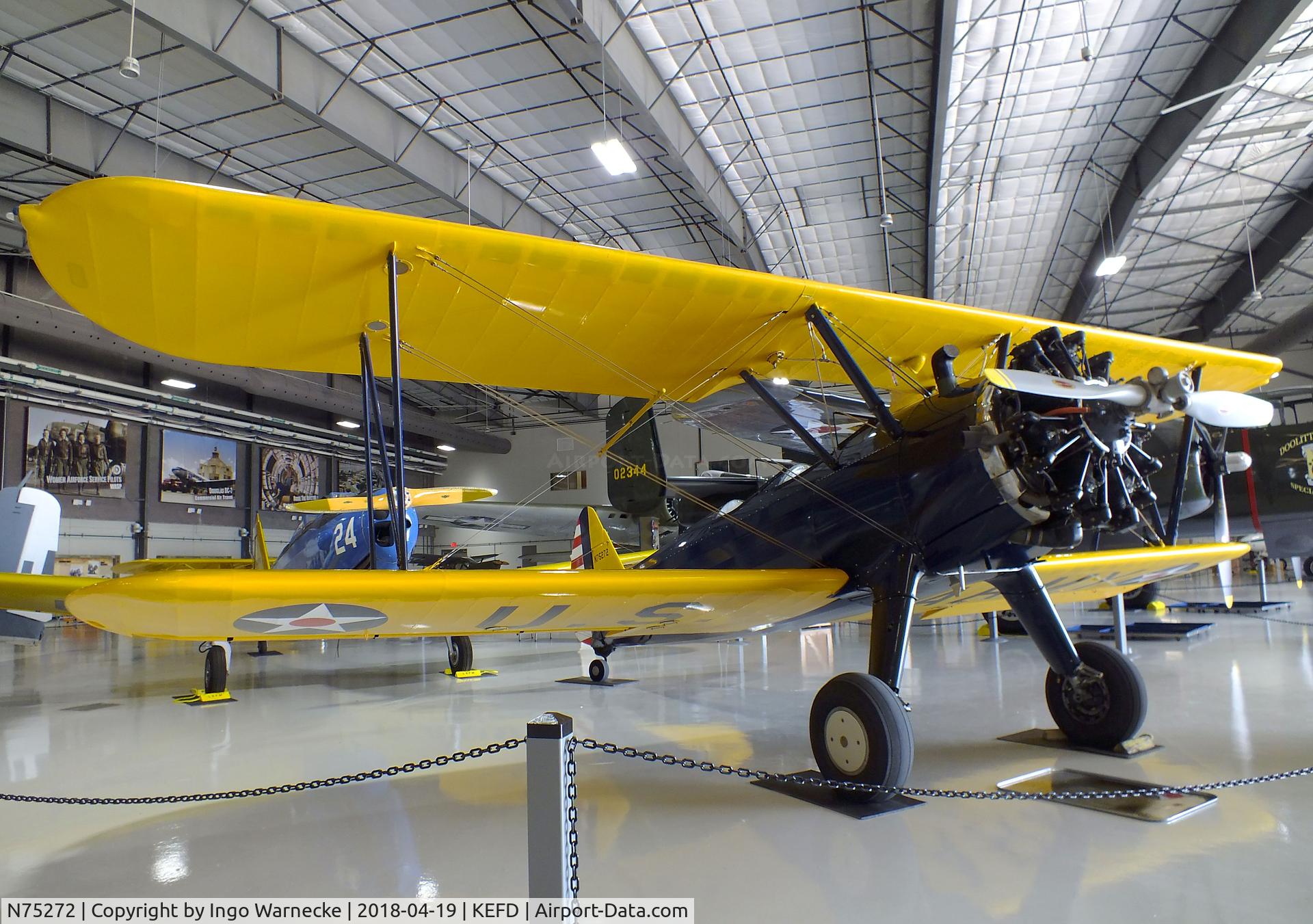 N75272, Boeing A75N1(PT17) C/N 75-8111, Boeing (Stearman) A75N1 (PT-17) at the Lone Star Flight Museum, Houston TX