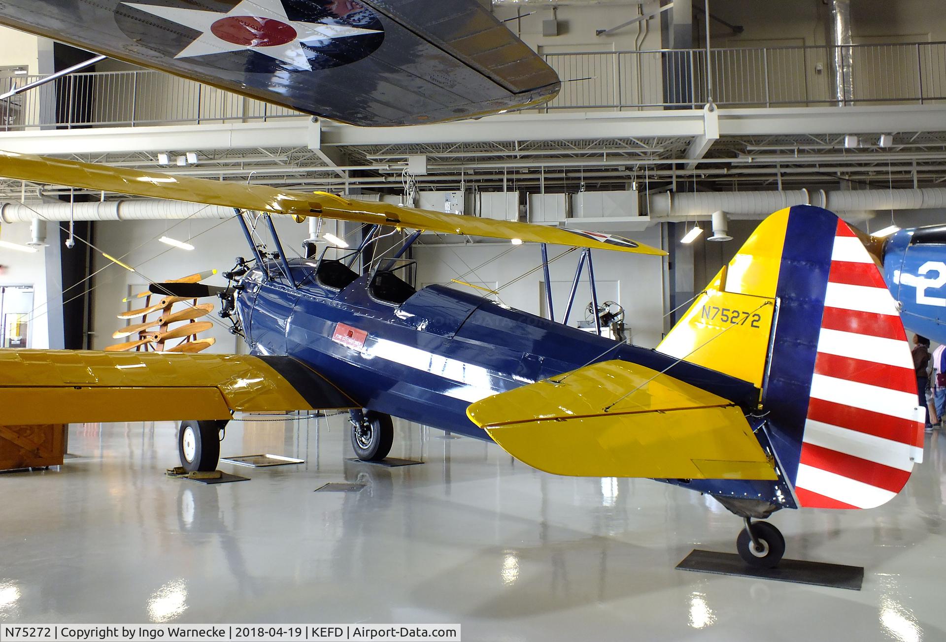 N75272, Boeing A75N1(PT17) C/N 75-8111, Boeing (Stearman) A75N1 (PT-17) at the Lone Star Flight Museum, Houston TX