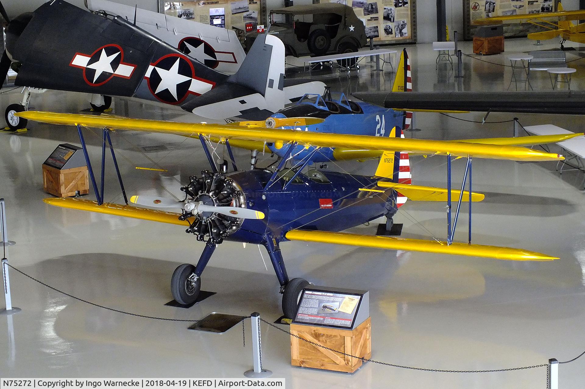 N75272, Boeing A75N1(PT17) C/N 75-8111, Boeing (Stearman) A75N1 (PT-17) at the Lone Star Flight Museum, Houston TX