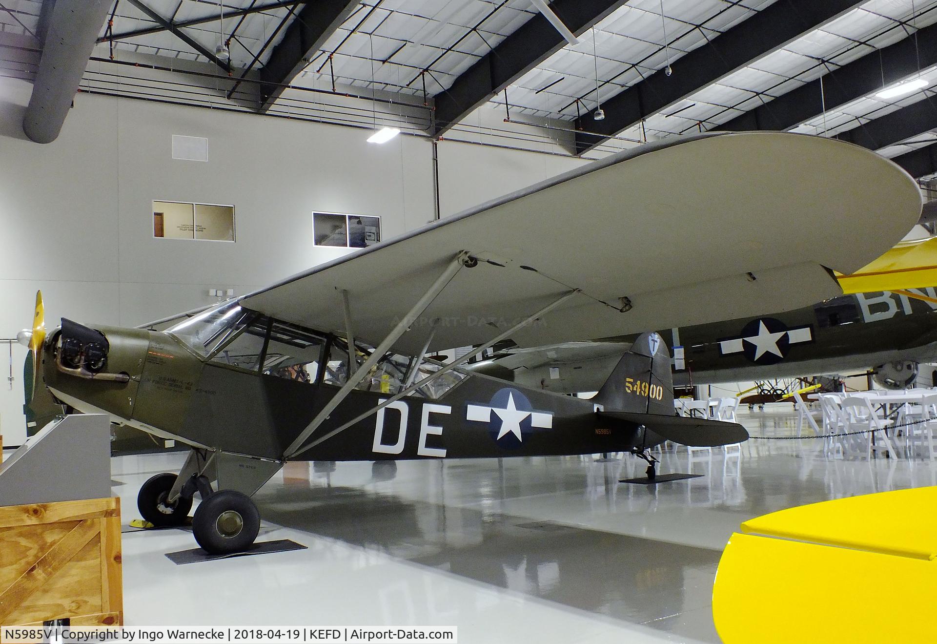 N5985V, 1945 Piper J3C-65 Cub C/N 13640, Piper J3C-65 (L-4J) Cub at the Lone Star Flight Museum, Houston TX