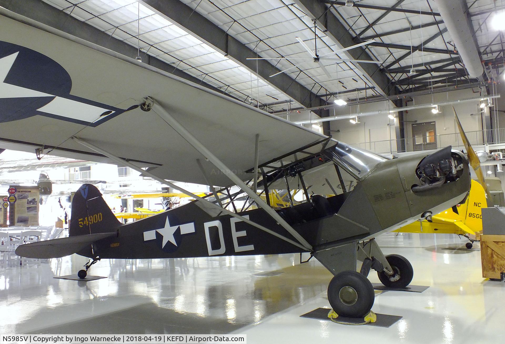N5985V, 1945 Piper J3C-65 Cub C/N 13640, Piper J3C-65 (L-4J) Cub at the Lone Star Flight Museum, Houston TX