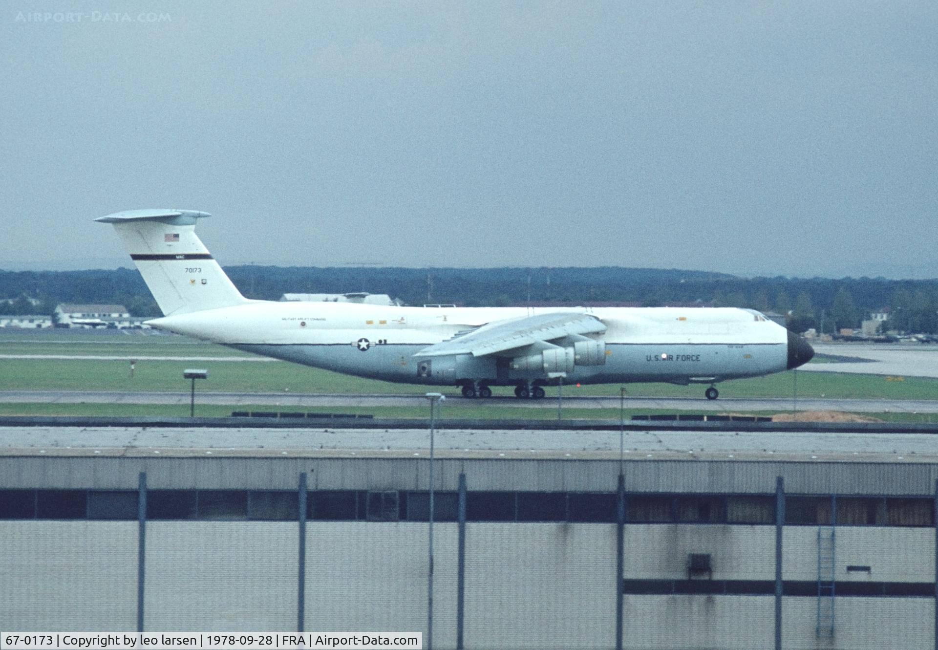 67-0173, 1970 Lockheed C-5A Galaxy C/N 500-0012, Frankfurt 28.9.1978