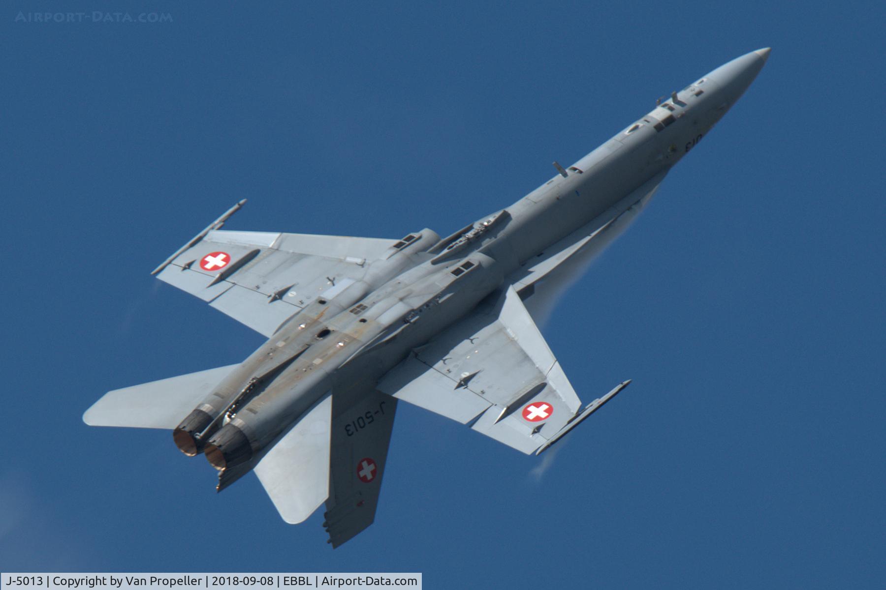 J-5013, McDonnell Douglas F/A-18C Hornet C/N 1357/SFC013, McDonnell Douglas F-18C of the Swiss Air Force at Kleine Brogel air base, Belgium, air show 2018