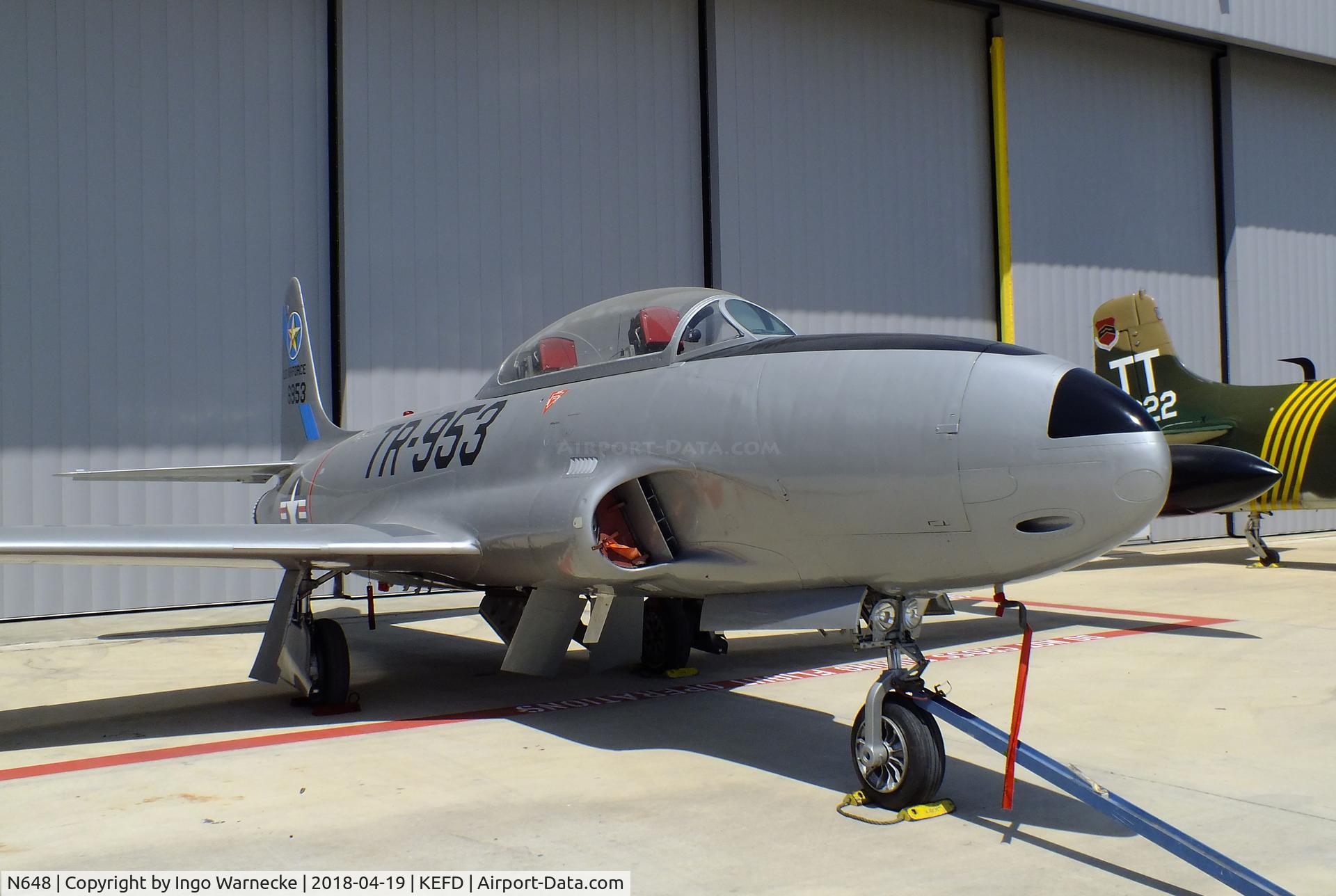 N648, 1952 Lockheed T-33A Shooting Star C/N 580-6285, Lockheed T-33A at the Lone Star Flight Museum, Houston TX