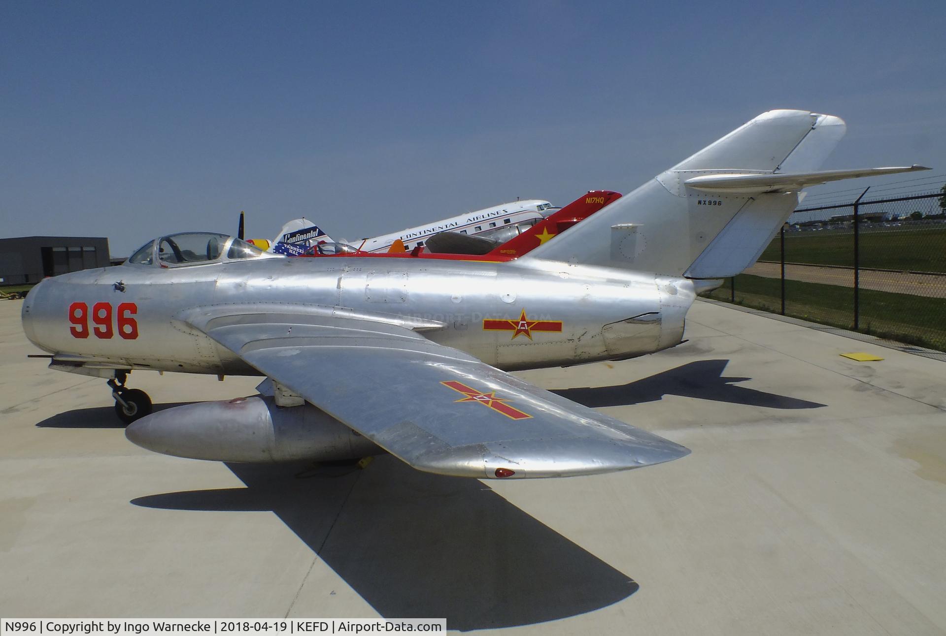 N996, 1950 Mikoyan-Gurevich MiG-15 C/N 122071, Mikoyan i Gurevich MiG-15 FAGOT at the Lone Star Flight Museum, Houston TX