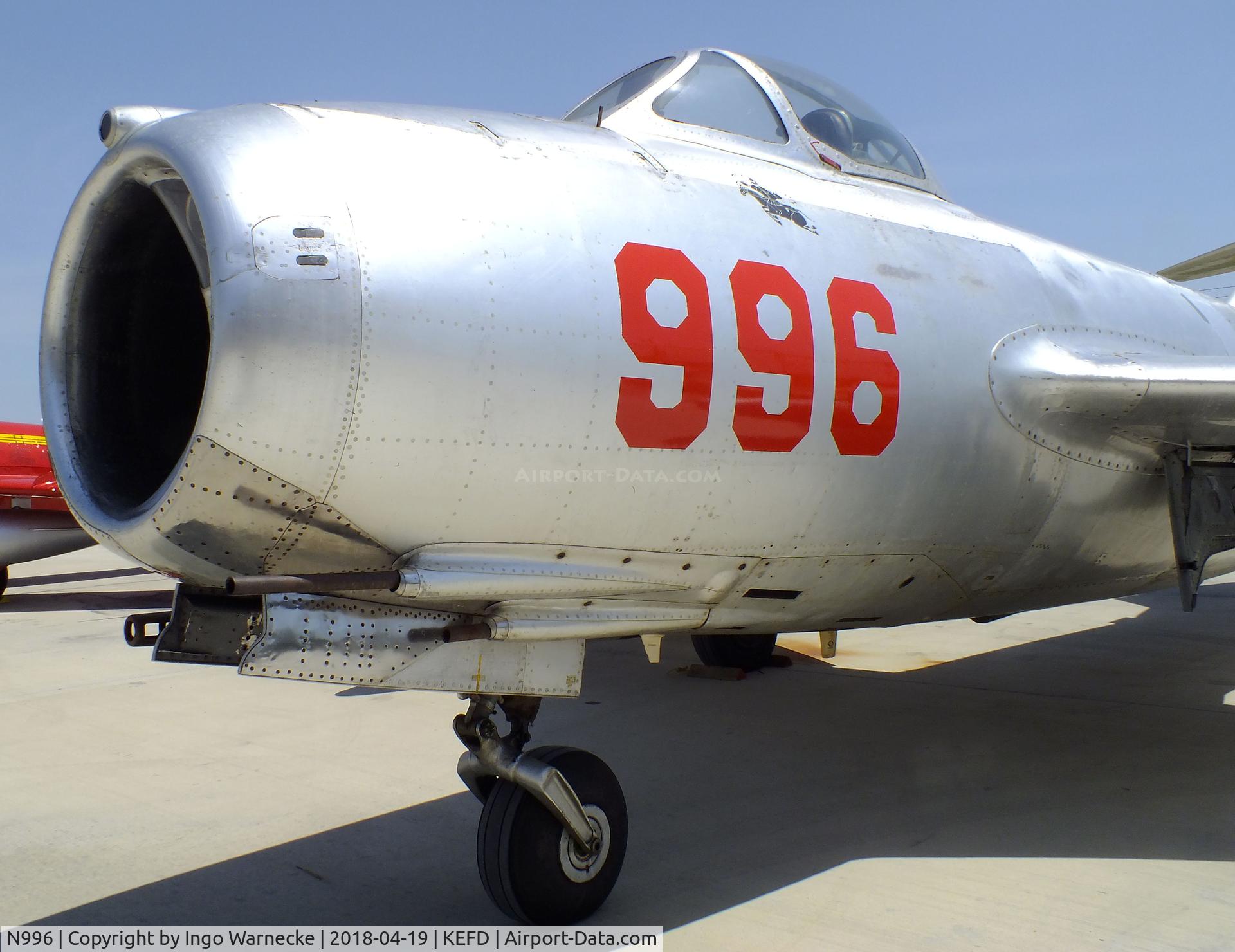 N996, 1950 Mikoyan-Gurevich MiG-15 C/N 122071, Mikoyan i Gurevich MiG-15 FAGOT at the Lone Star Flight Museum, Houston TX