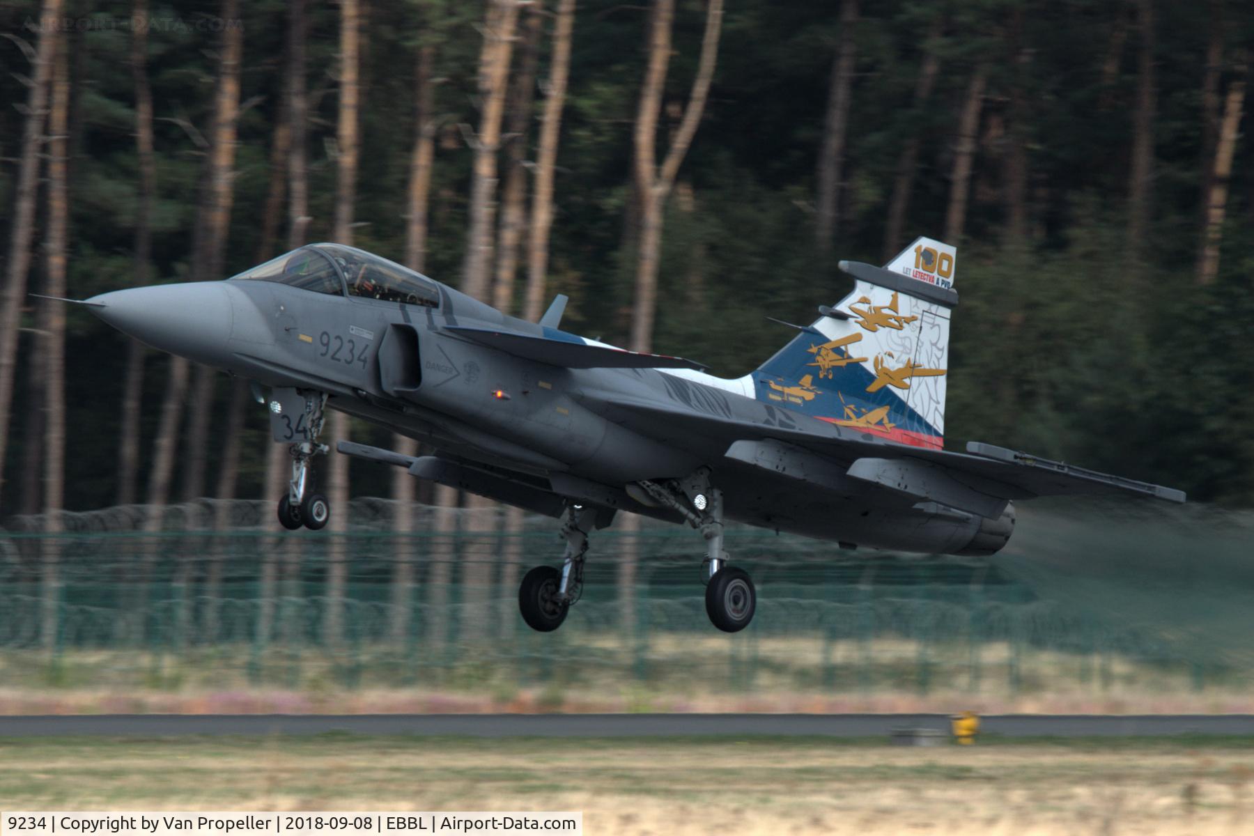 9234, Saab JAS-39C Gripen C/N 39234, Czech Air Force Saab JAS39C Gripen taking off from Kleine Brogel air base, Belgium. Air show 2018