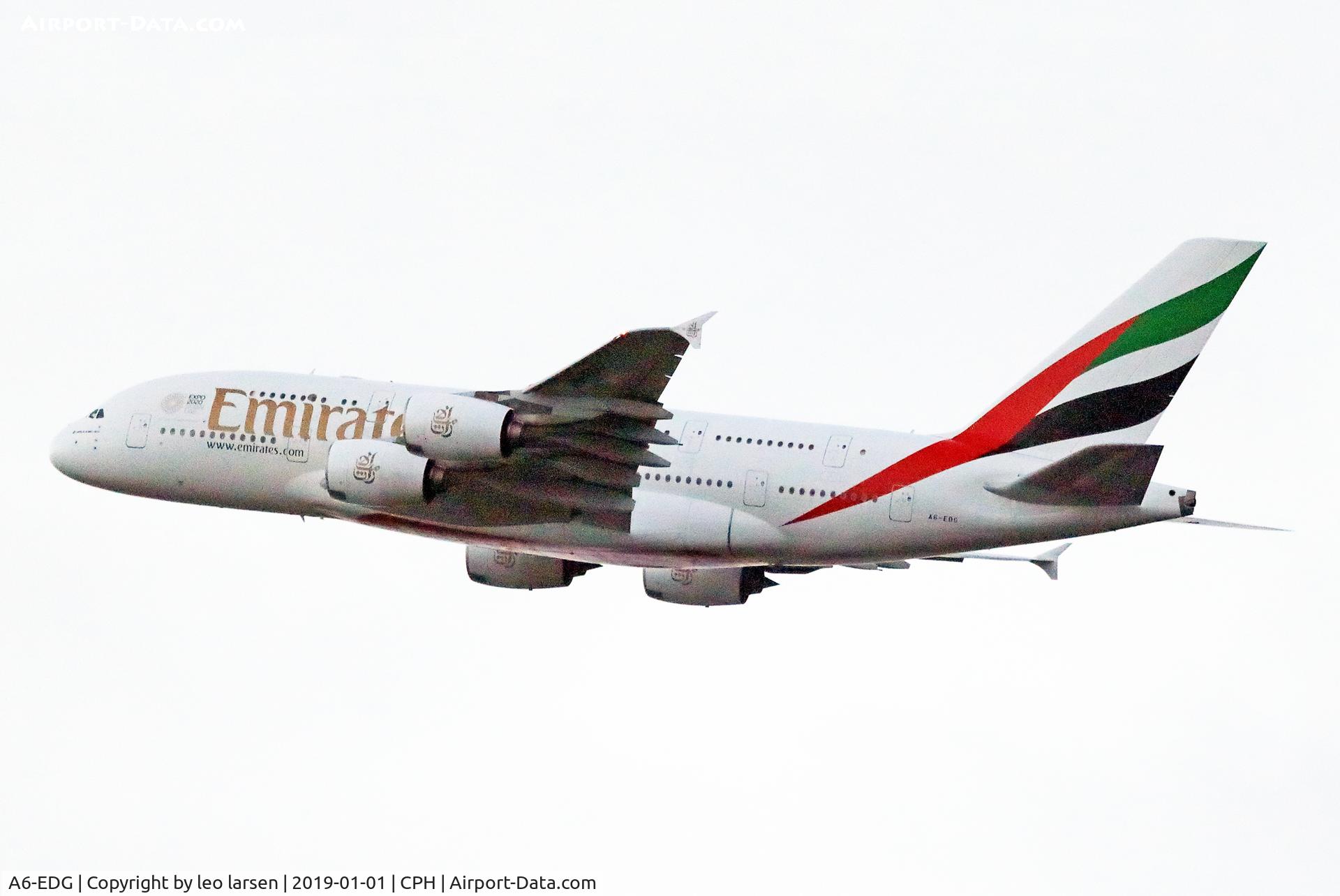 A6-EDG, 2009 Airbus A380-861 C/N 023, Copenhagen 1.1.2019