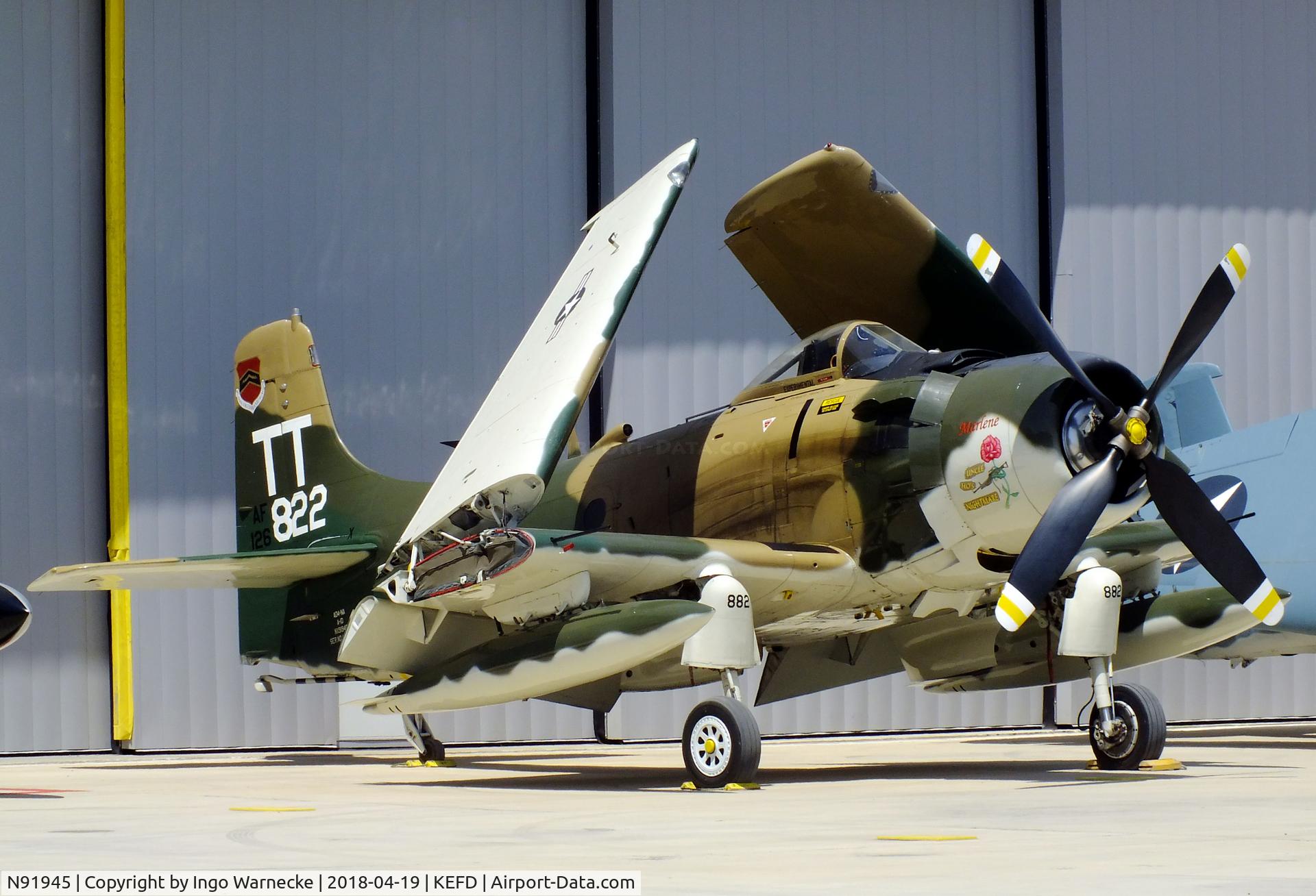 N91945, 1952 Douglas AD4-DW C/N 126882-SF85, Douglas AD4 / A-1D Skyraider at the Lone Star Flight Museum, Houston TX