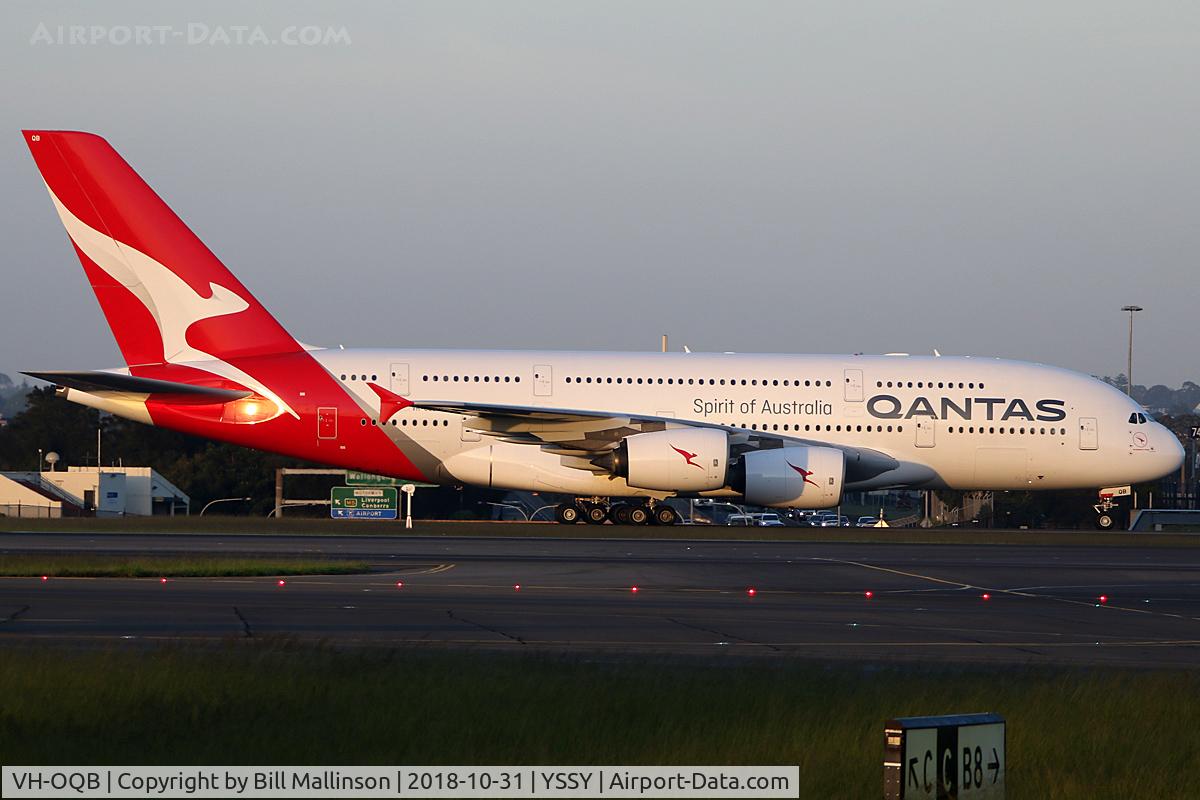 VH-OQB, 2008 Airbus A380-842 C/N 015, in from DFW