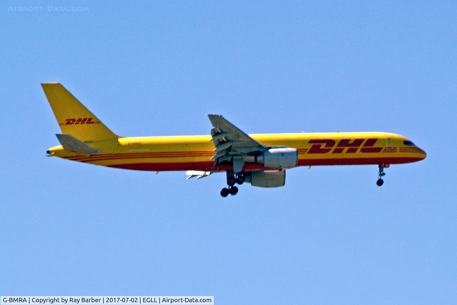 G-BMRA, 1987 Boeing 757-236/SF C/N 23710, G-BMRA   Boeing 757-236SF [23710] (DHL) Home~G 02/07/2017. On approach 27L.