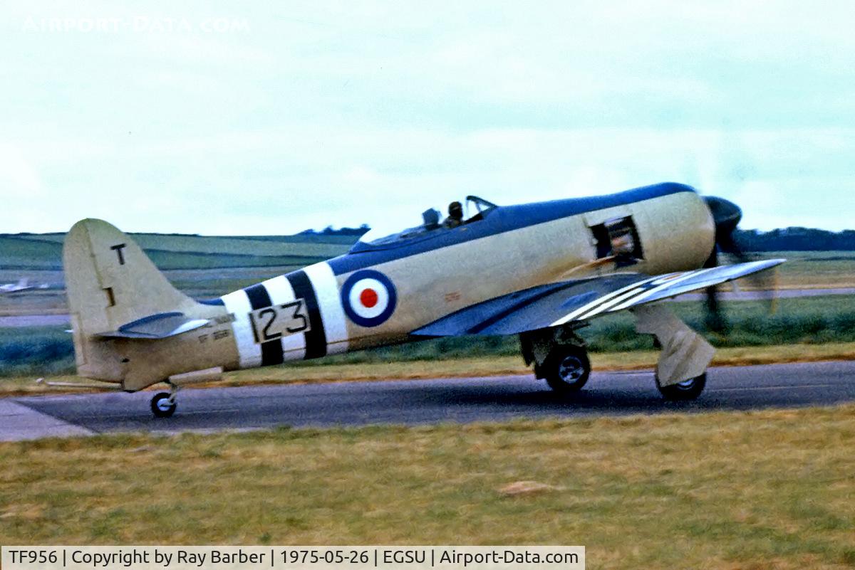 TF956, Hawker Sea Fury FB.11 C/N Not found TF956, TF956   Hawker Sea Fury FB.11 [TF956] (Royal Navy) Duxford~G 28/05/1975. From a slide.