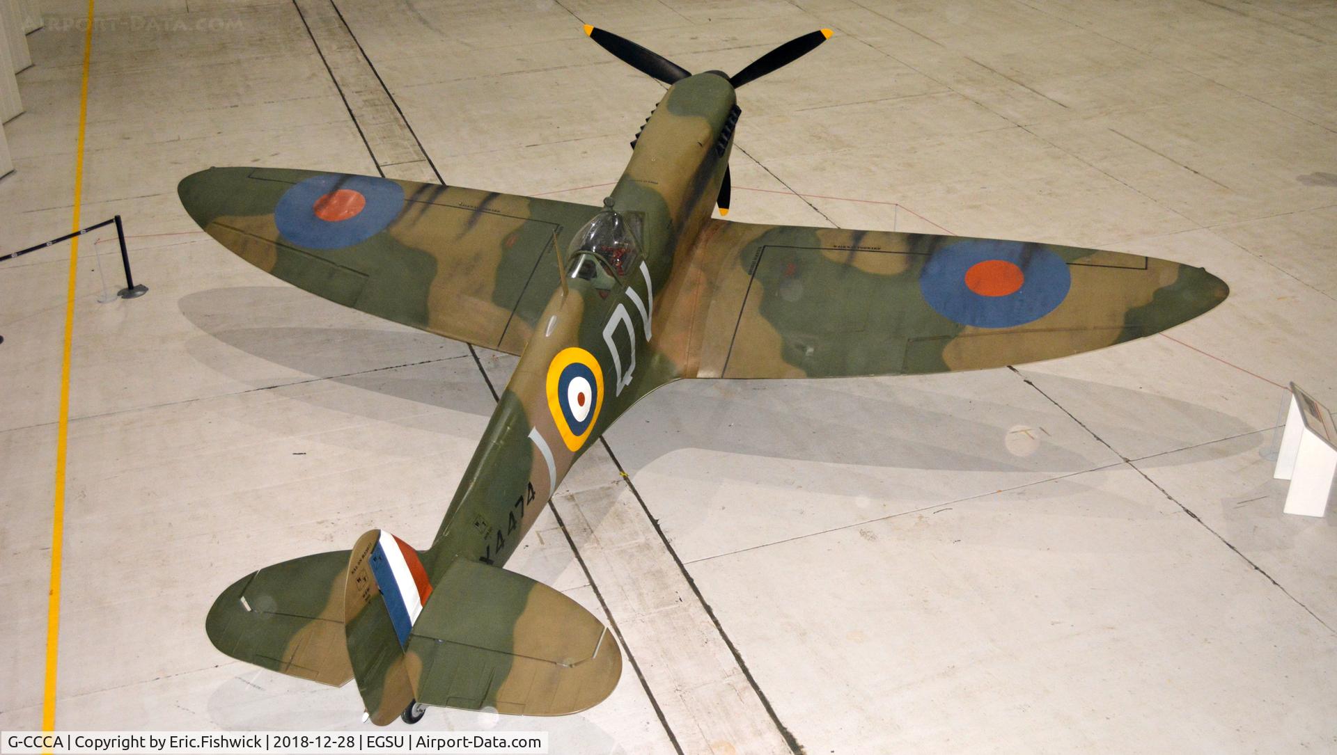 G-CCCA, 1944 Supermarine 509 Spitfire TR.IXc C/N CBAF.9590, 4. X4474 on display at the Imperial War Museum, Duxford. Dec. 2018.
