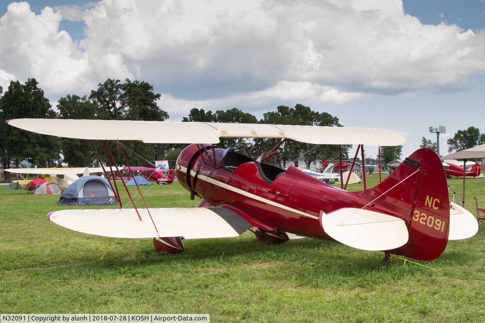 N32091, 1947 Waco UPF-7 C/N 5723, In the vintage park at AirVenture 2018