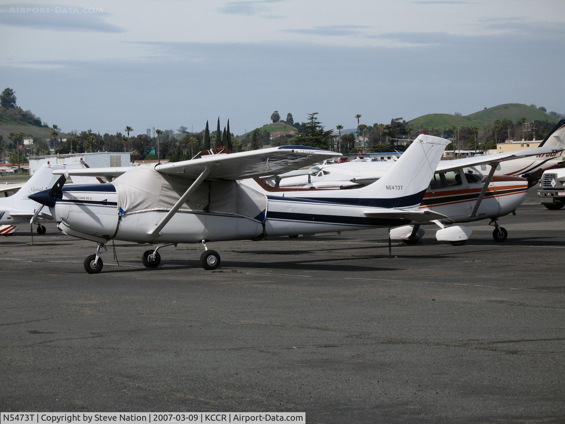 N5473T, 1982 Cessna R182 Skylane RG C/N R18201876, Locally-based 1982 Cessna R182 with windshield cover @ Buchanan Field (Concord, CA)