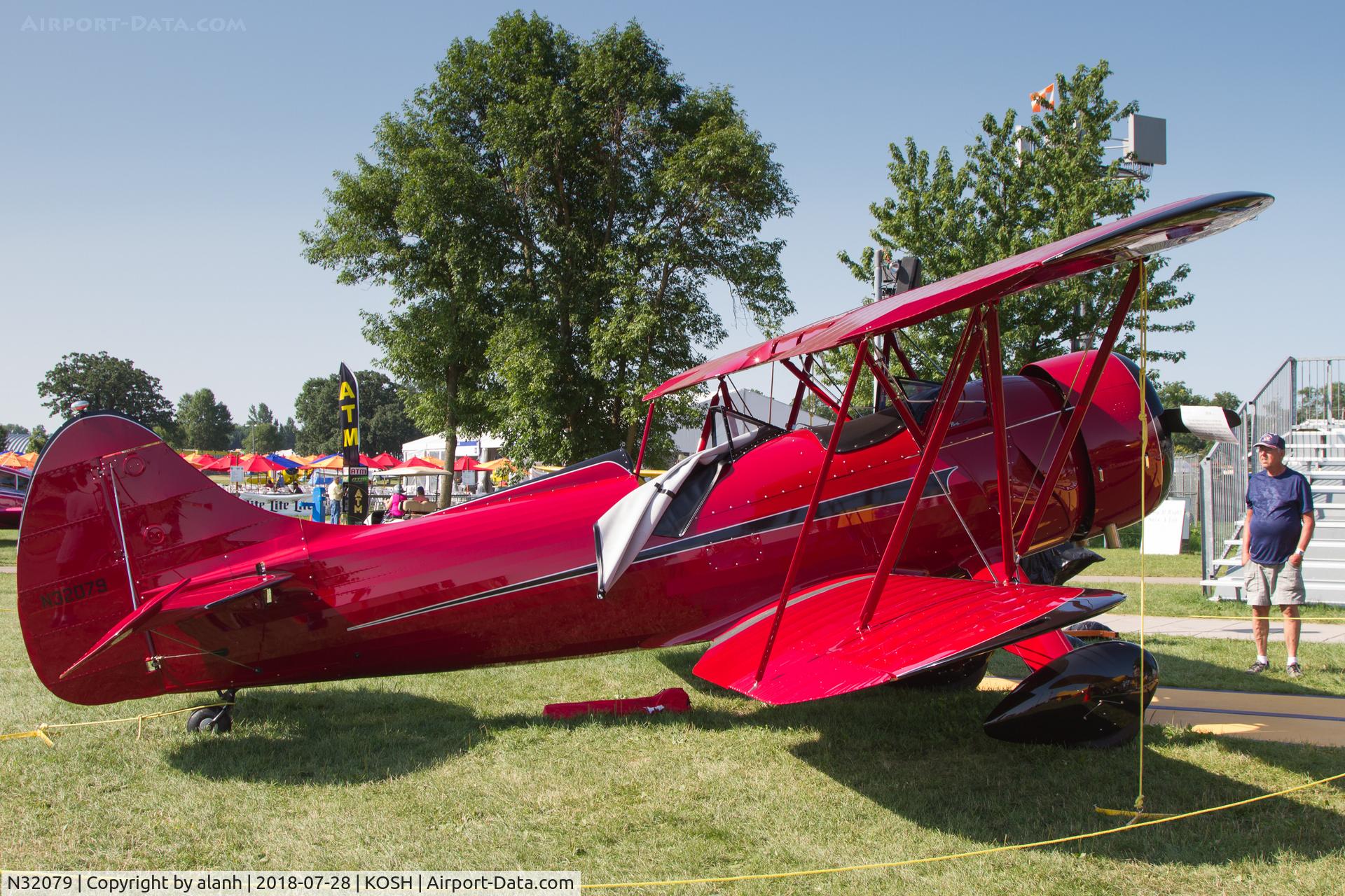 N32079, 1941 Waco UPF-7 C/N 5713, Parked outside the Vintage Hangar at AirVenture 2018