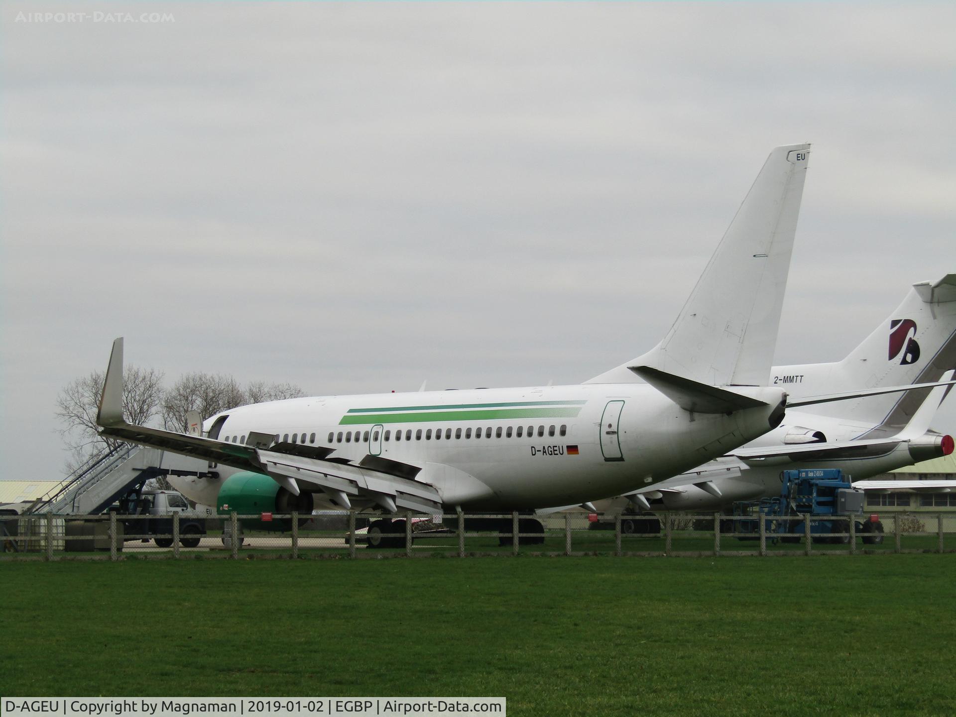 D-AGEU, 1998 Boeing 737-75B C/N 28104, one of three at Kemble today