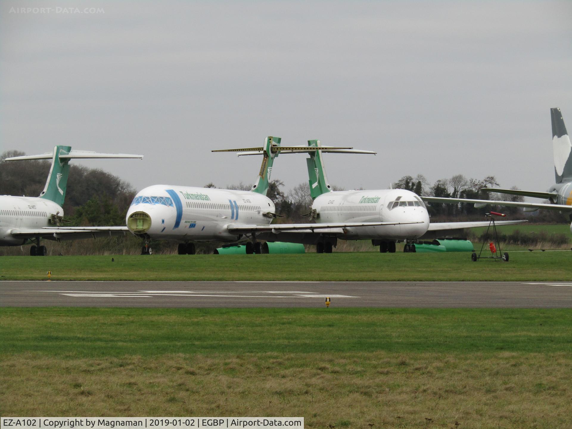EZ-A102, 2001 Boeing 717-22K C/N 55154, along with ez-a106 at Kemble
