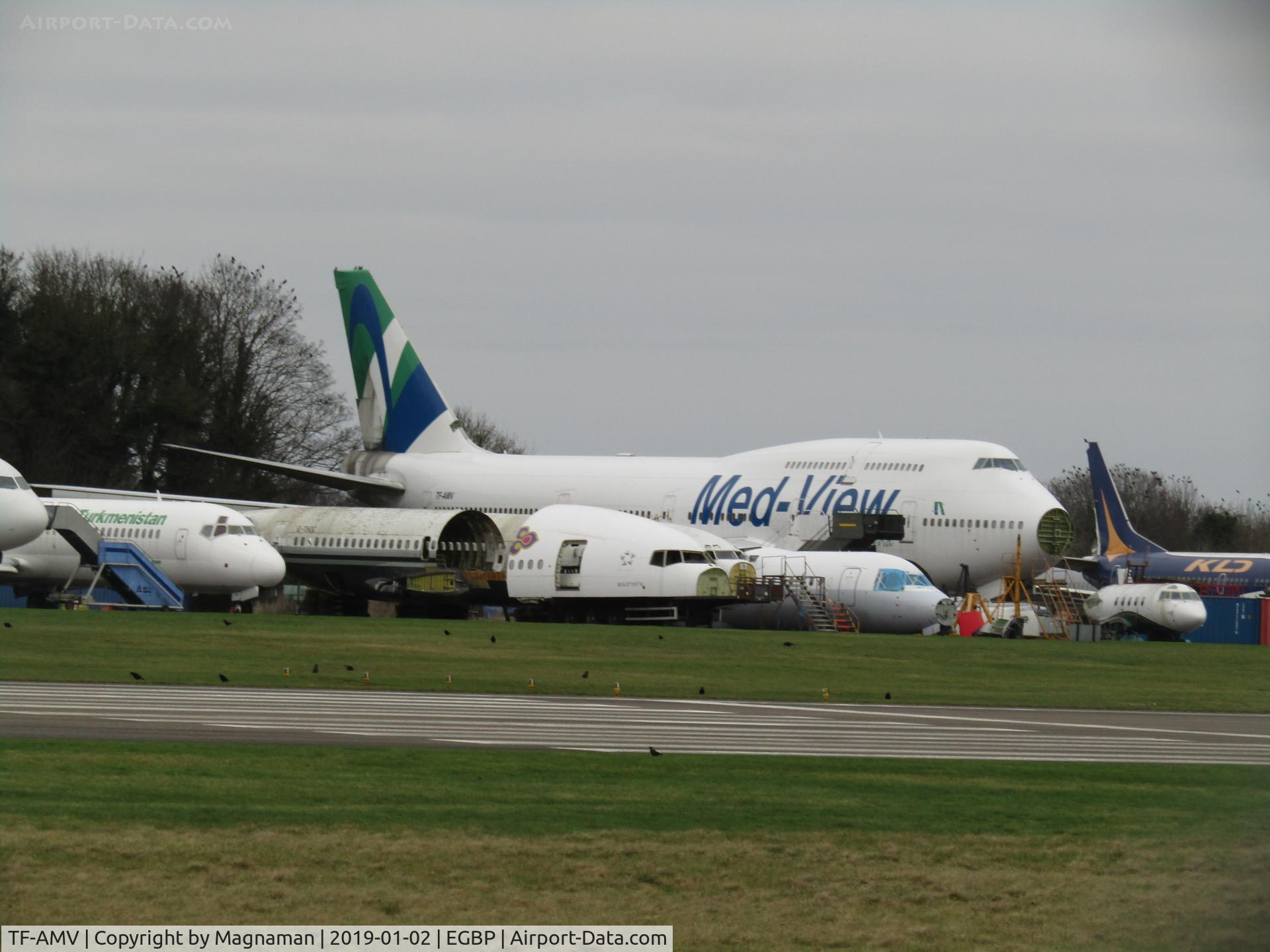 TF-AMV, 1996 Boeing 747-412 C/N 28022, at plane graveyard