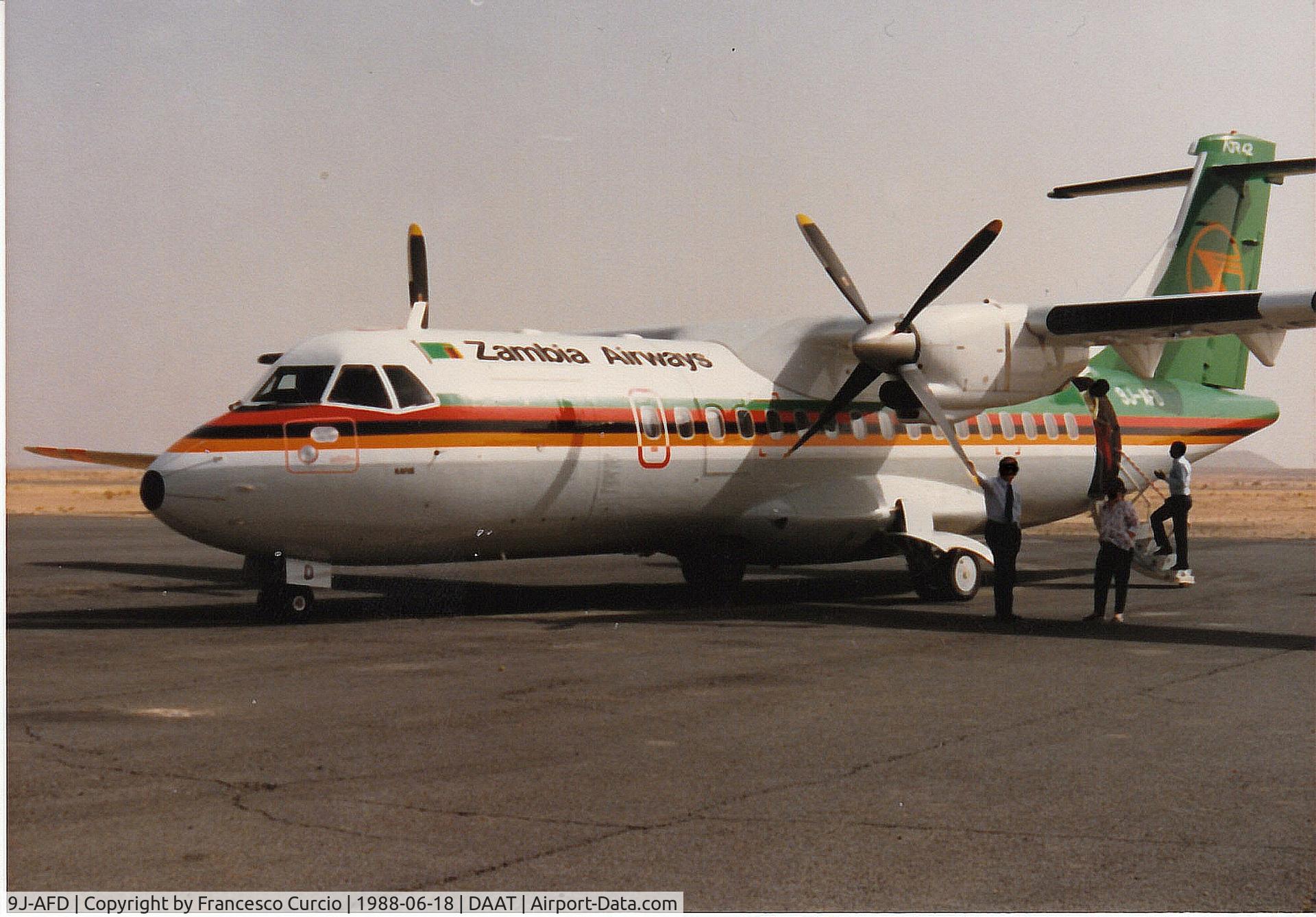 9J-AFD, 1988 ATR 42-300 C/N 096, Photo taken in Tamanrasset during the delivery ferry flight to Lusaka
