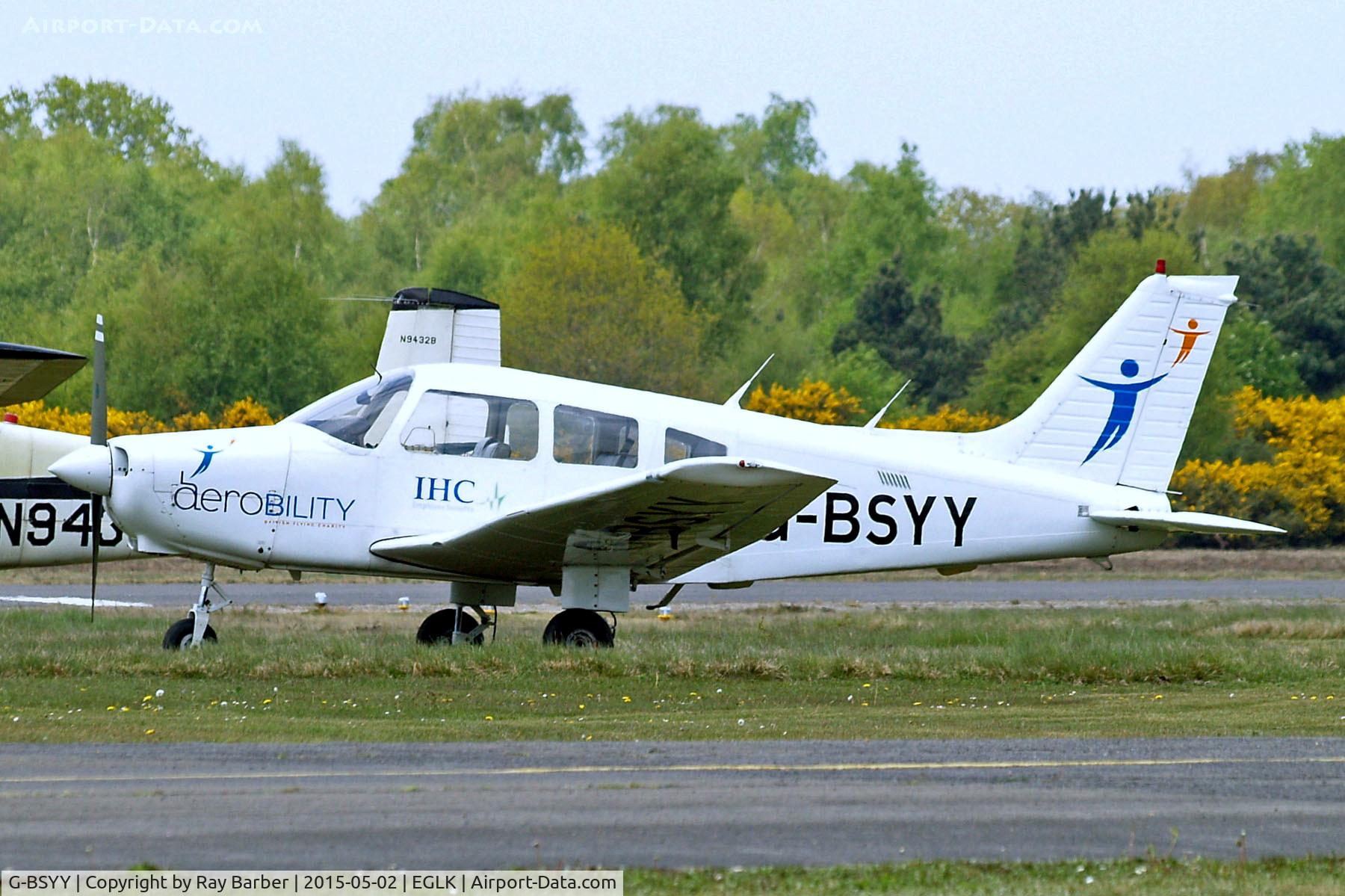 G-BSYY, 1986 Piper PA-28-161 Cherokee Warrior II C/N 2816009, G-BSYY   Piper PA-28-161 Warrior II [2816009] (British Disabled Flying Association) Blackbushe~G 02/05/2015