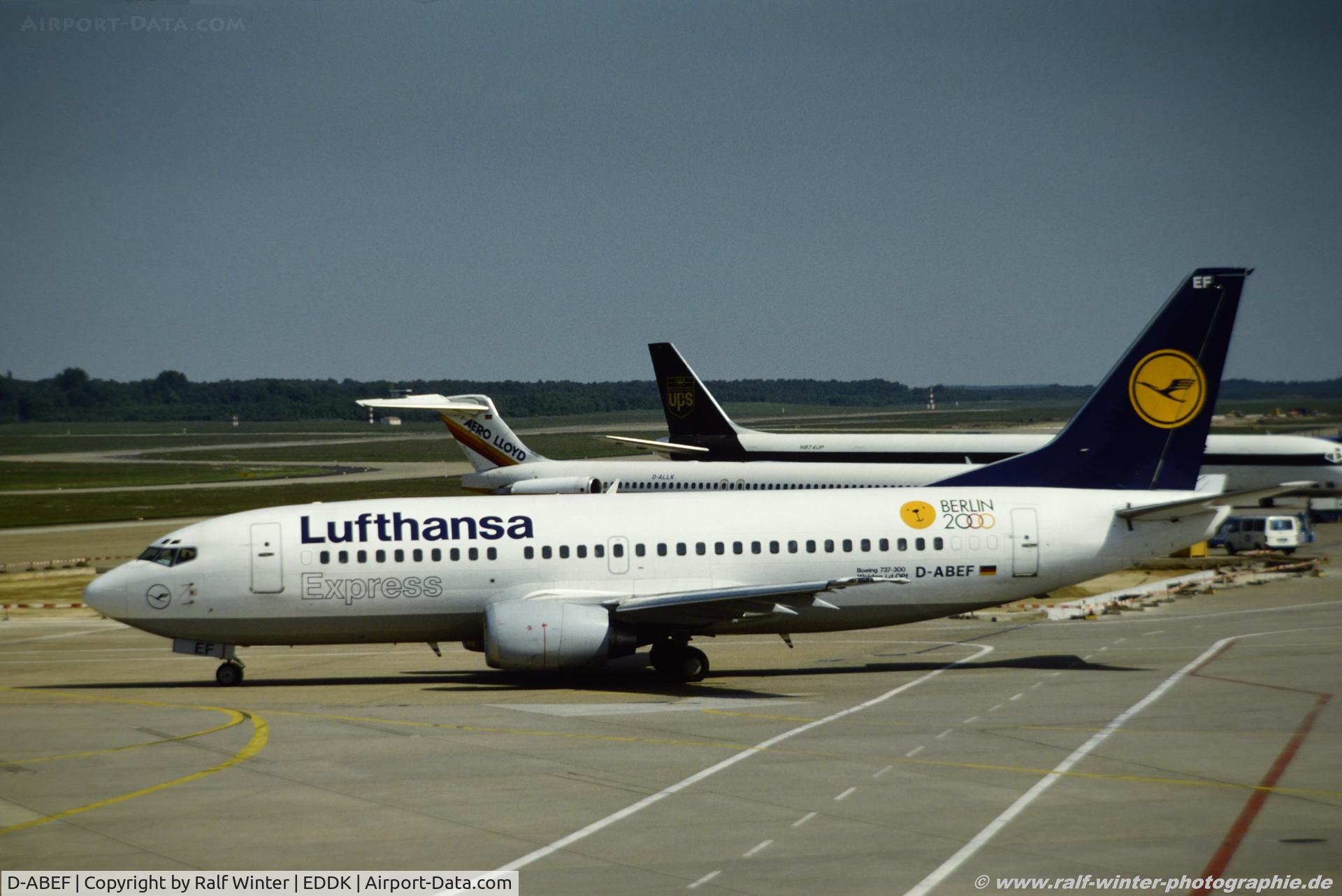 D-ABEF, 1991 Boeing 737-330 C/N 25217, Boeing 737-330 - LH DLH Lufthansa 'Weiden i.d. Oberpfalz' 'Olympia 2000' - 25217 - D-ABEF - 06.1993 - CGN
