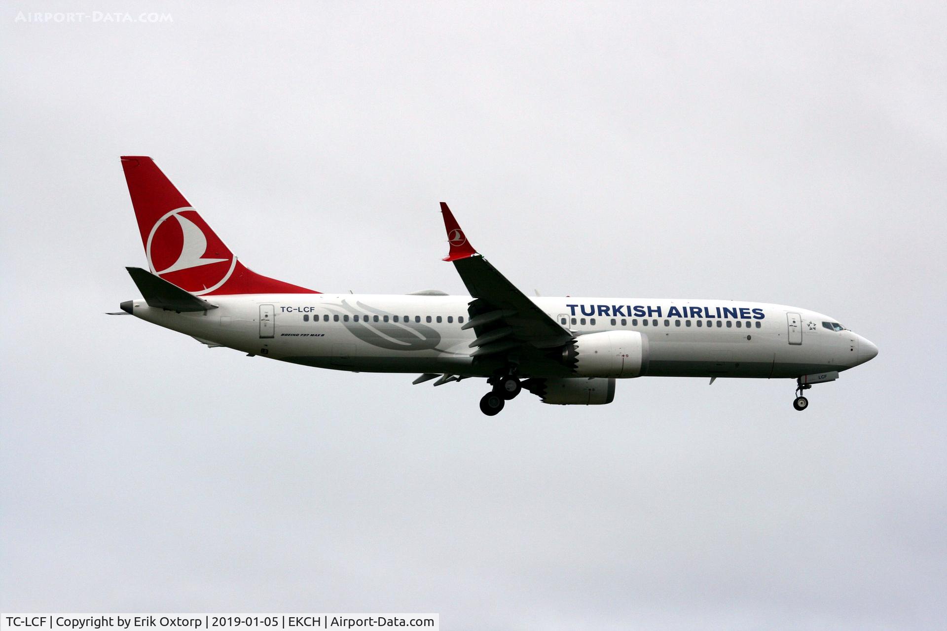 TC-LCF, 2018 Boeing 737-8 MAX C/N 60037, TC-LCF landing rw 94L