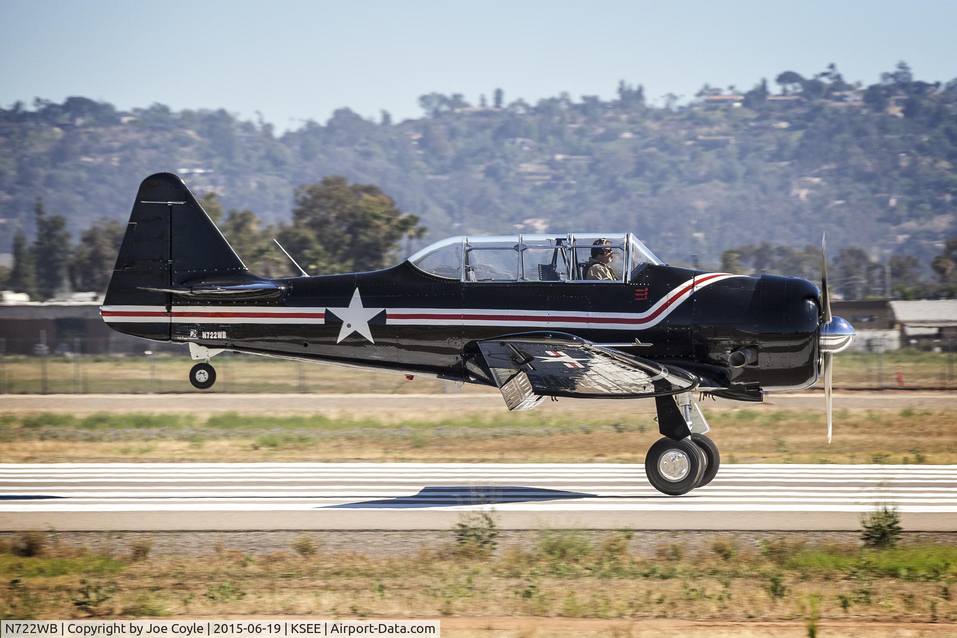 N722WB, 1960 North American T-6G Texan C/N 168-345, Short final at Gillespie Field.