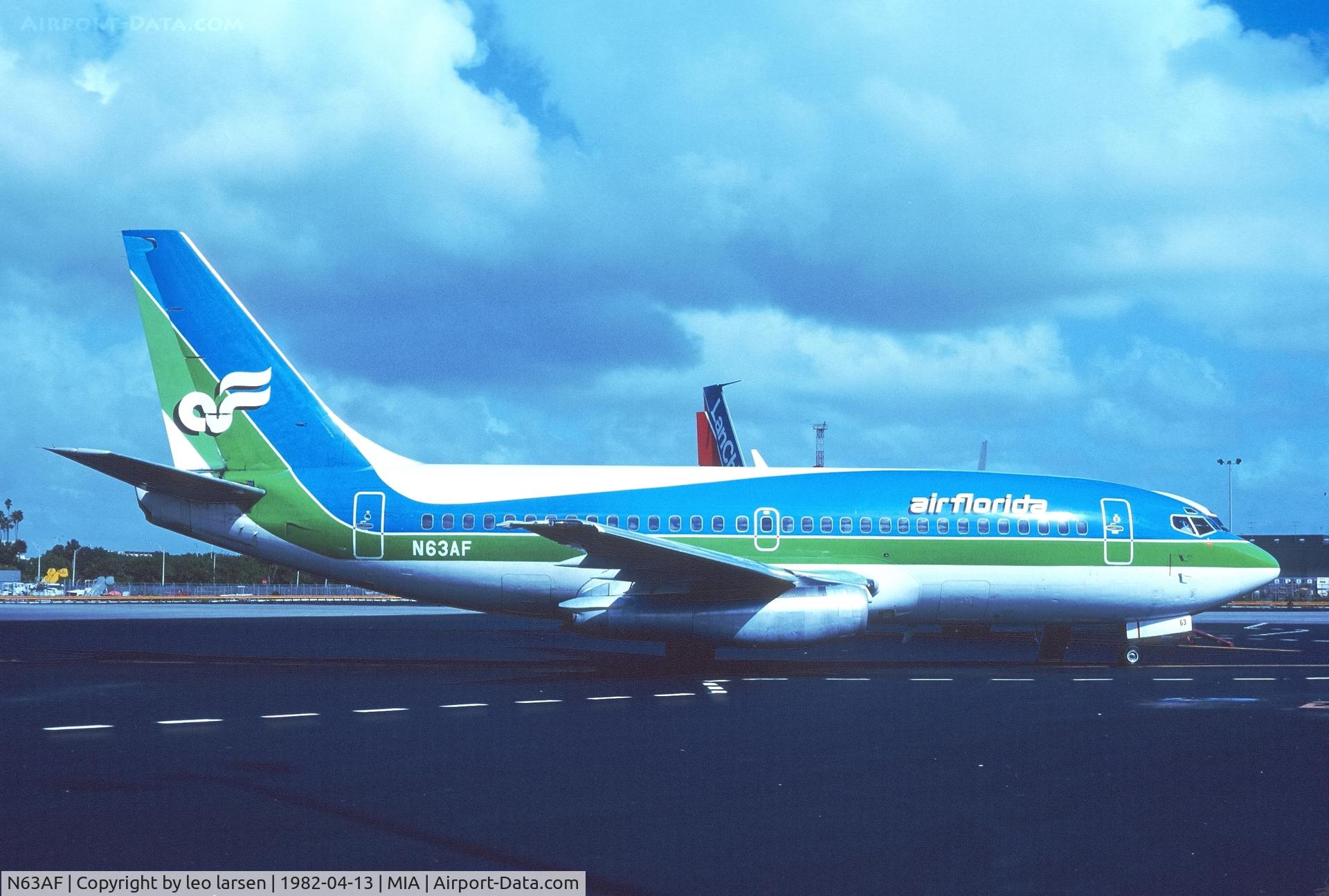 N63AF, 1969 Boeing 737-222 C/N 19553, Miami 13.4.1982