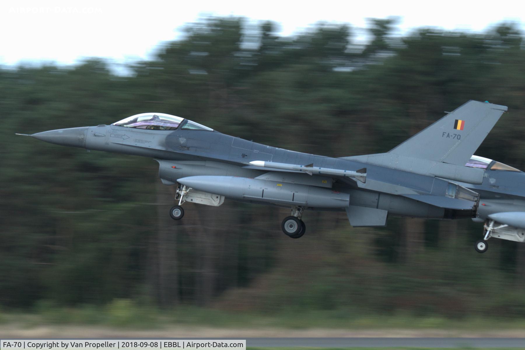 FA-70, SABCA F-16AM Fighting Falcon C/N 6H-70, Belgian Air Force F-16AM taking off at Kleine Brogel air base, air show 2018