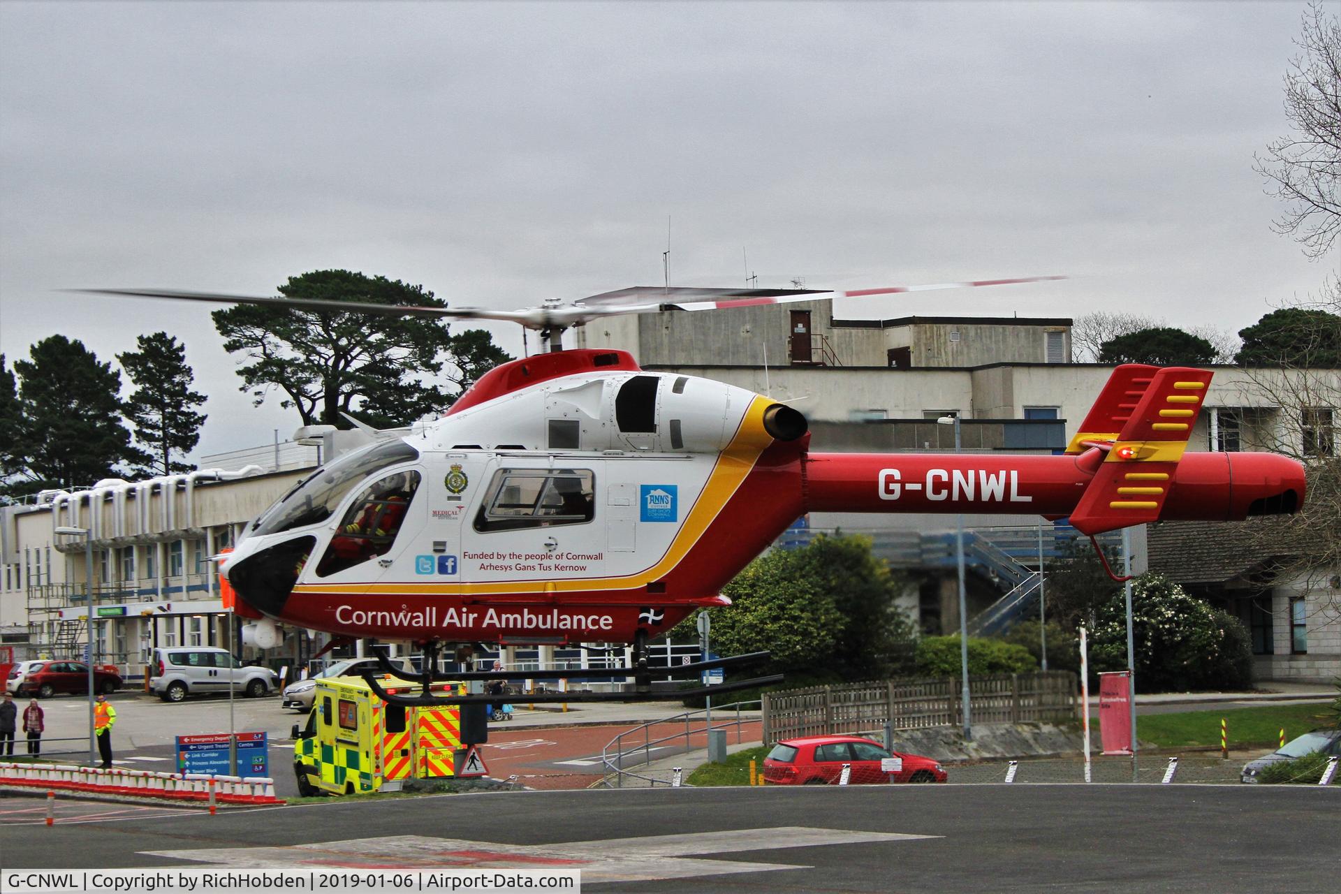 G-CNWL, 2008 MD Helicopters MD-900 Explorer C/N 900-00124, Departing RCH Treliske
