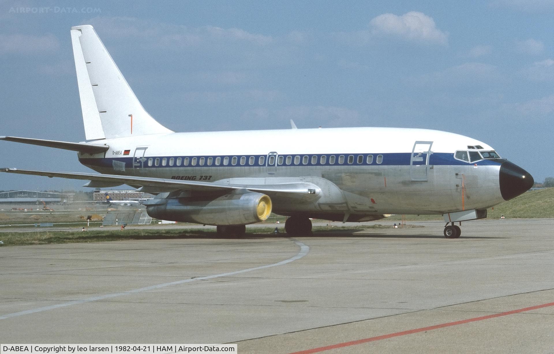 D-ABEA, 1967 Boeing 737-130 C/N 19013, Hamburg 21.4.1982 WFU and for sale.
