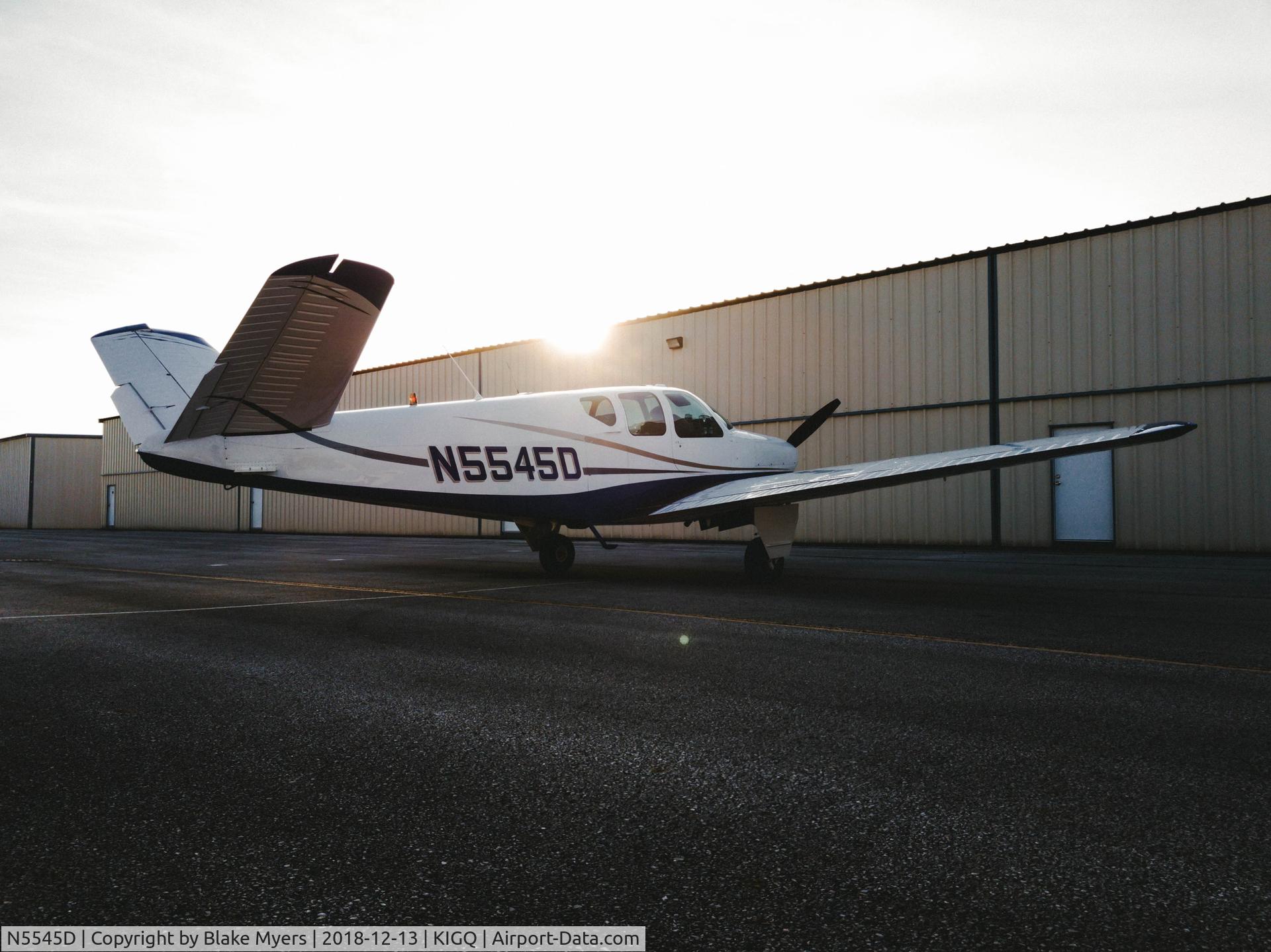 N5545D, 1957 Beech H35 Bonanza C/N D-5091, Landed just in time for the sunset.