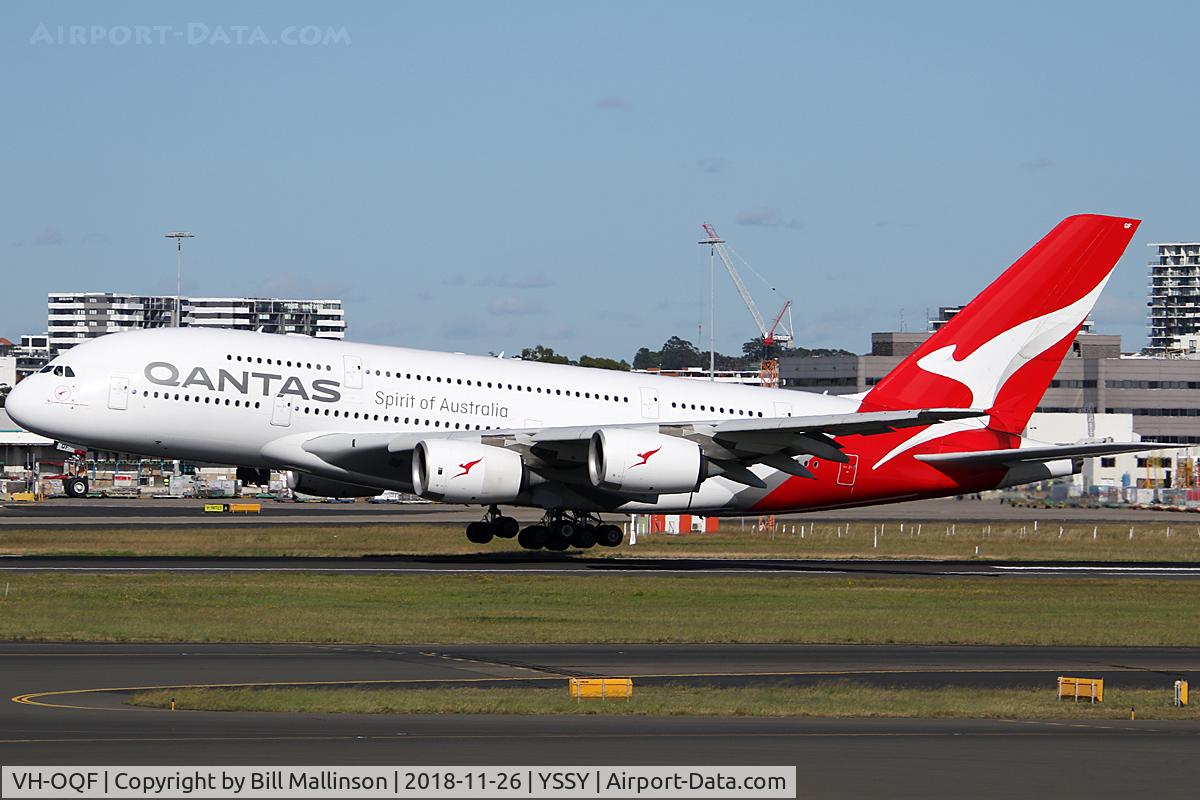 VH-OQF, 2009 Airbus A380-842 C/N 029, onto 16R