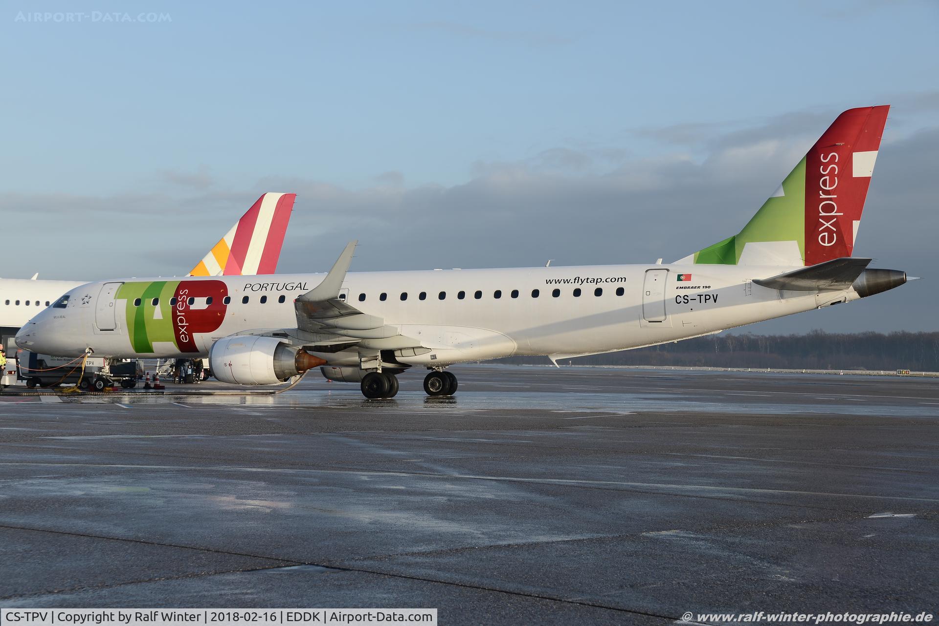 CS-TPV, 2012 Embraer 190LR (ERJ-190-100LR) C/N 19000541, Embraer ERJ-190LR 190-100LR - NI PGA Portugalia opf TAP Express - 1900541 - CS-TPV - 16.02.2018 - CGN