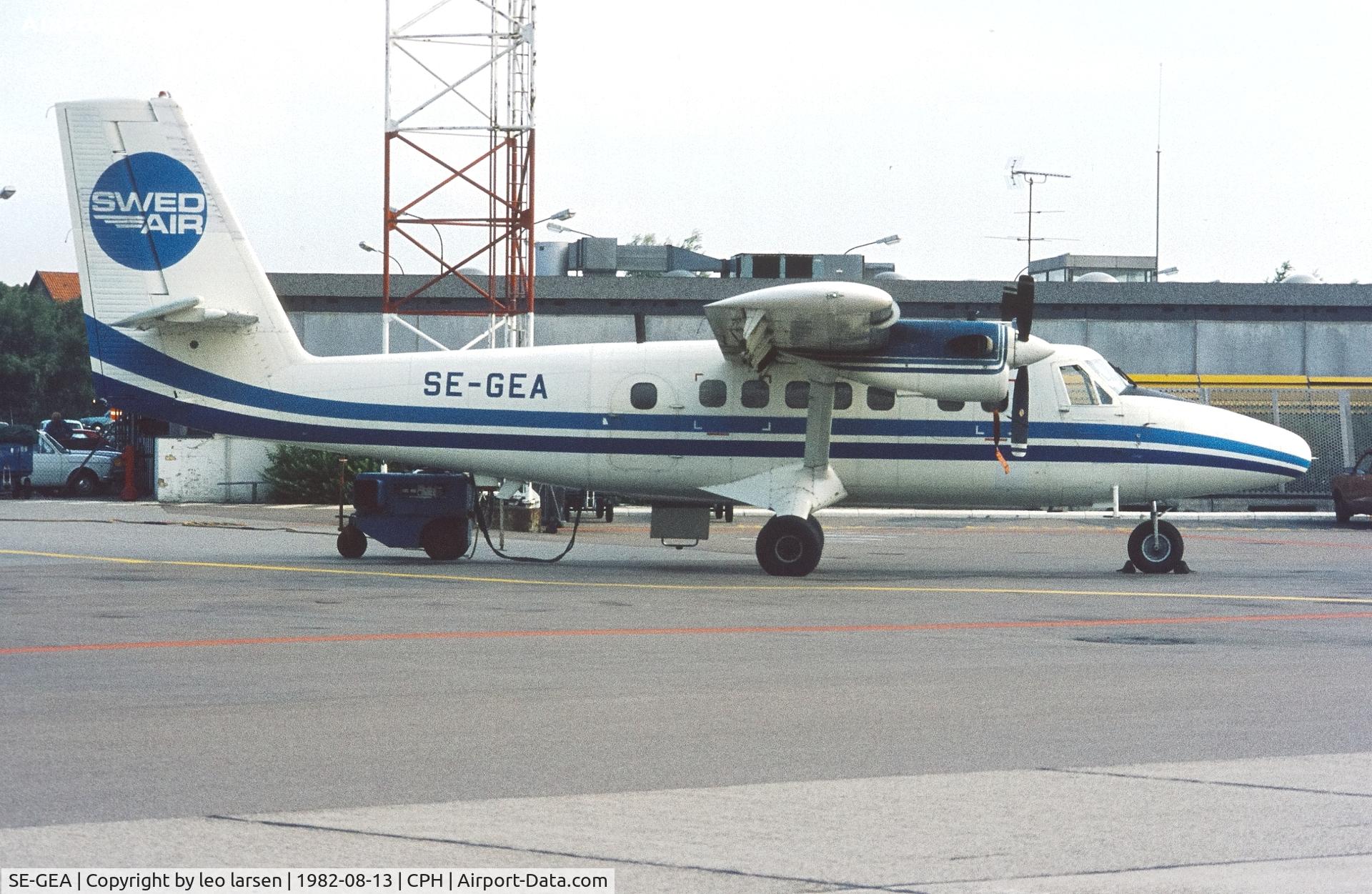 SE-GEA, 1973 De Havilland Canada DHC-6-300 Twin Otter C/N 371, Copenhagen 13.8.1982