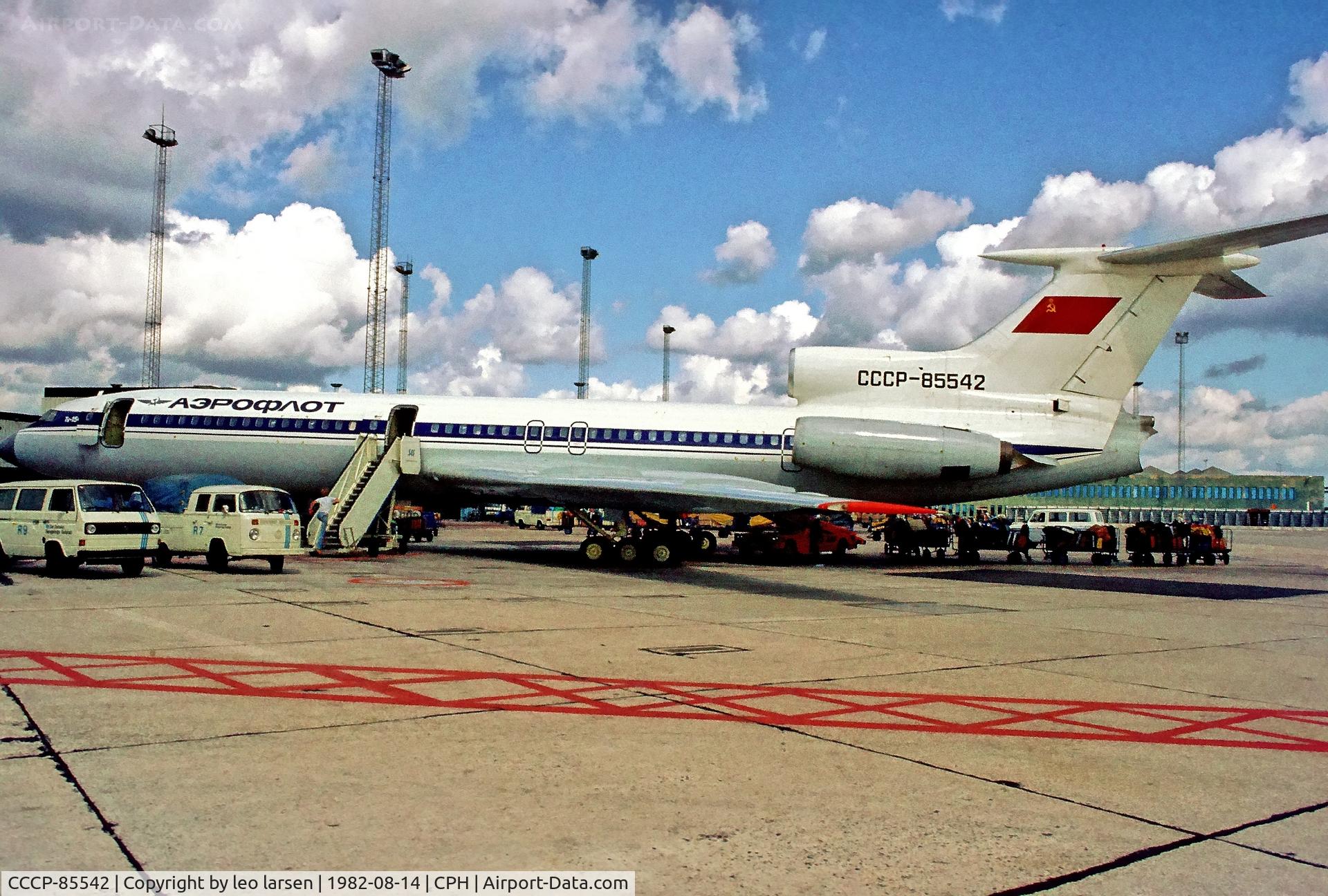 CCCP-85542, 1982 Tupolev Tu-154B-2 C/N 82A542, Copenhagen 14.8.1982