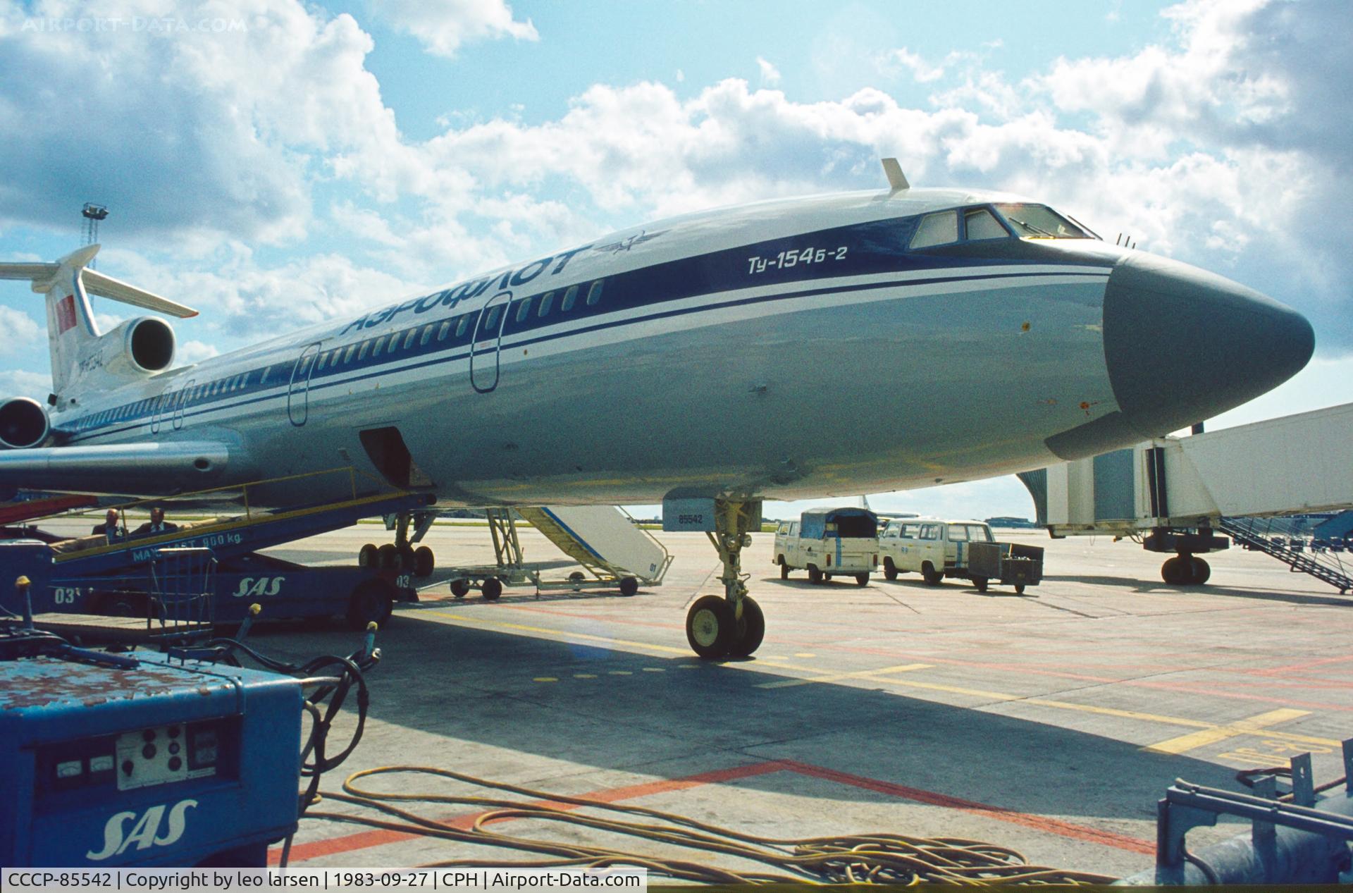 CCCP-85542, 1982 Tupolev Tu-154B-2 C/N 82A542, Copenhagen 27.9.1983