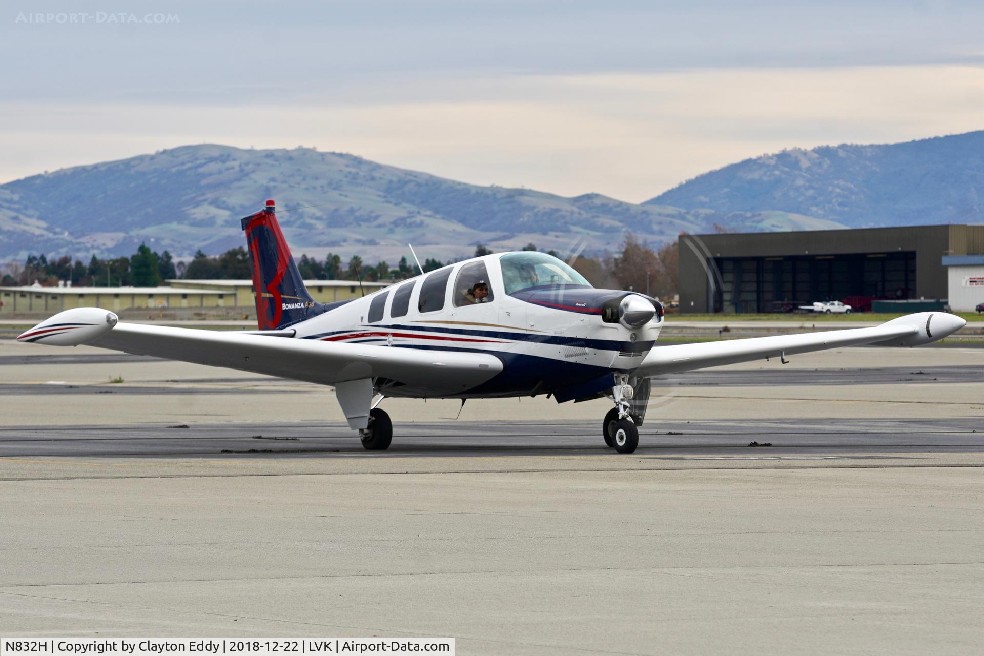 N832H, 1977 Beech A36 Bonanza 36 C/N E-1047, Livermore Airport California 2018.