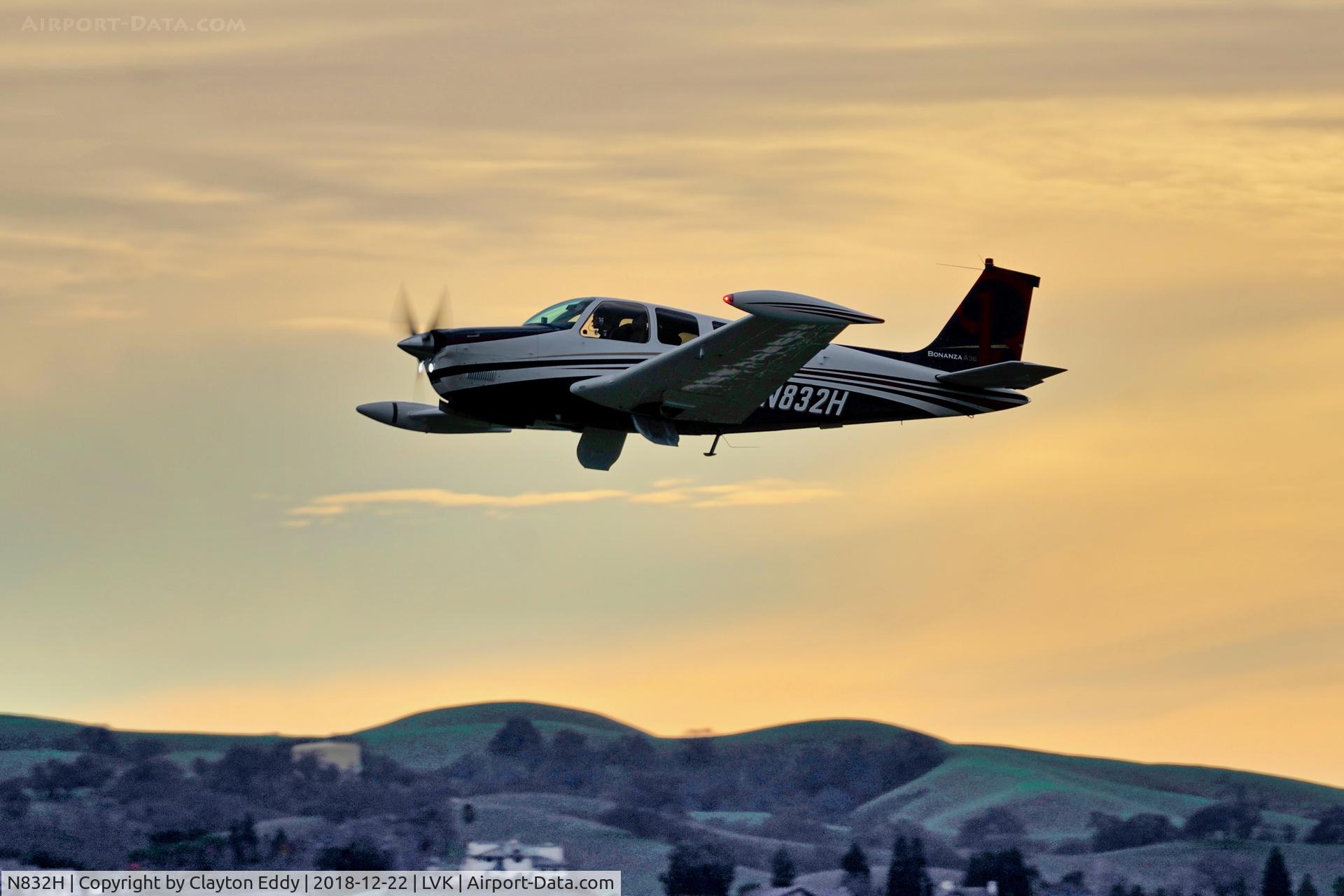 N832H, 1977 Beech A36 Bonanza 36 C/N E-1047, Livermore Airport California 2018.