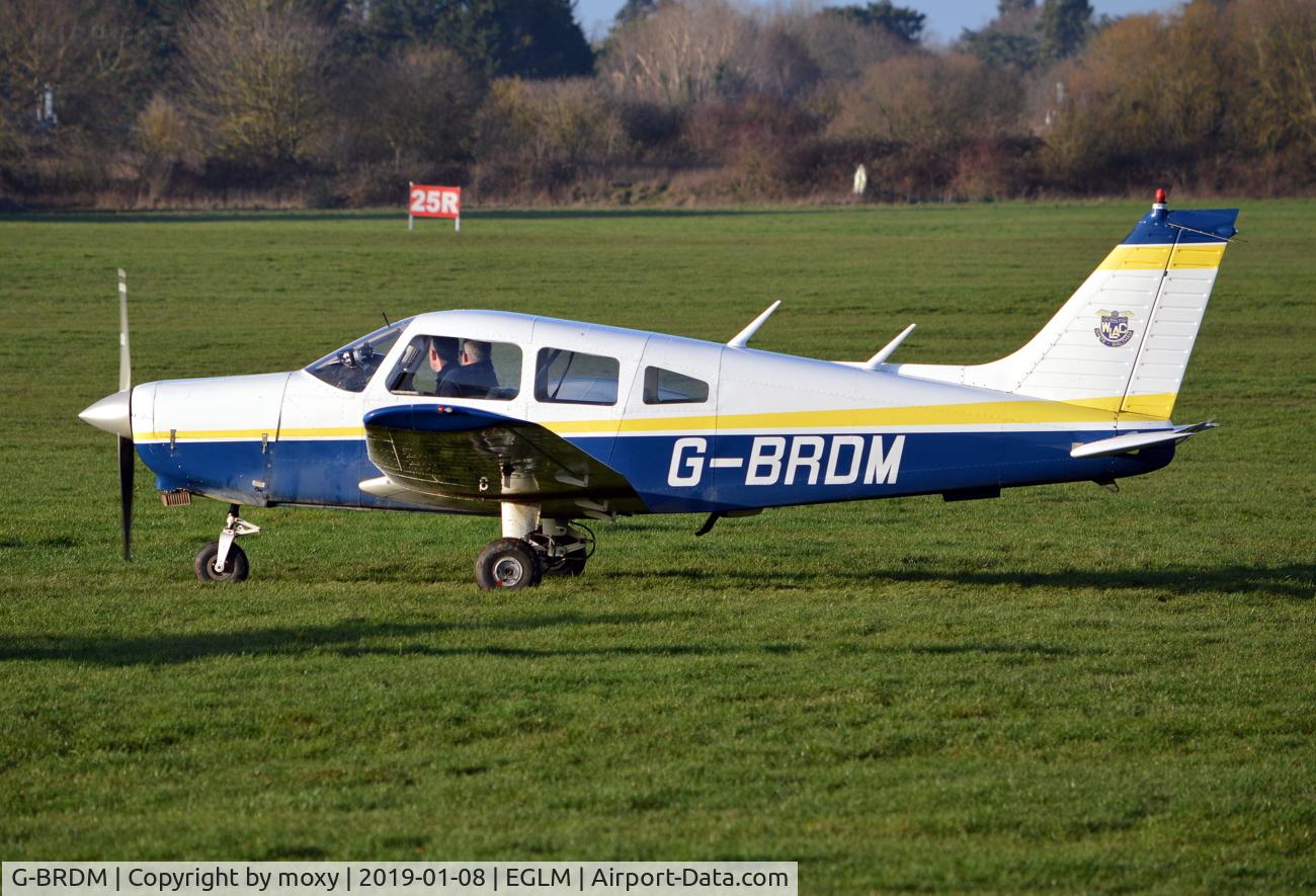 G-BRDM, 1977 Piper PA-28-161 Cherokee Warrior II C/N 28-7716004, Piper PA-28-161 Cherokee Warrior II at White Waltham. Ex N8464F