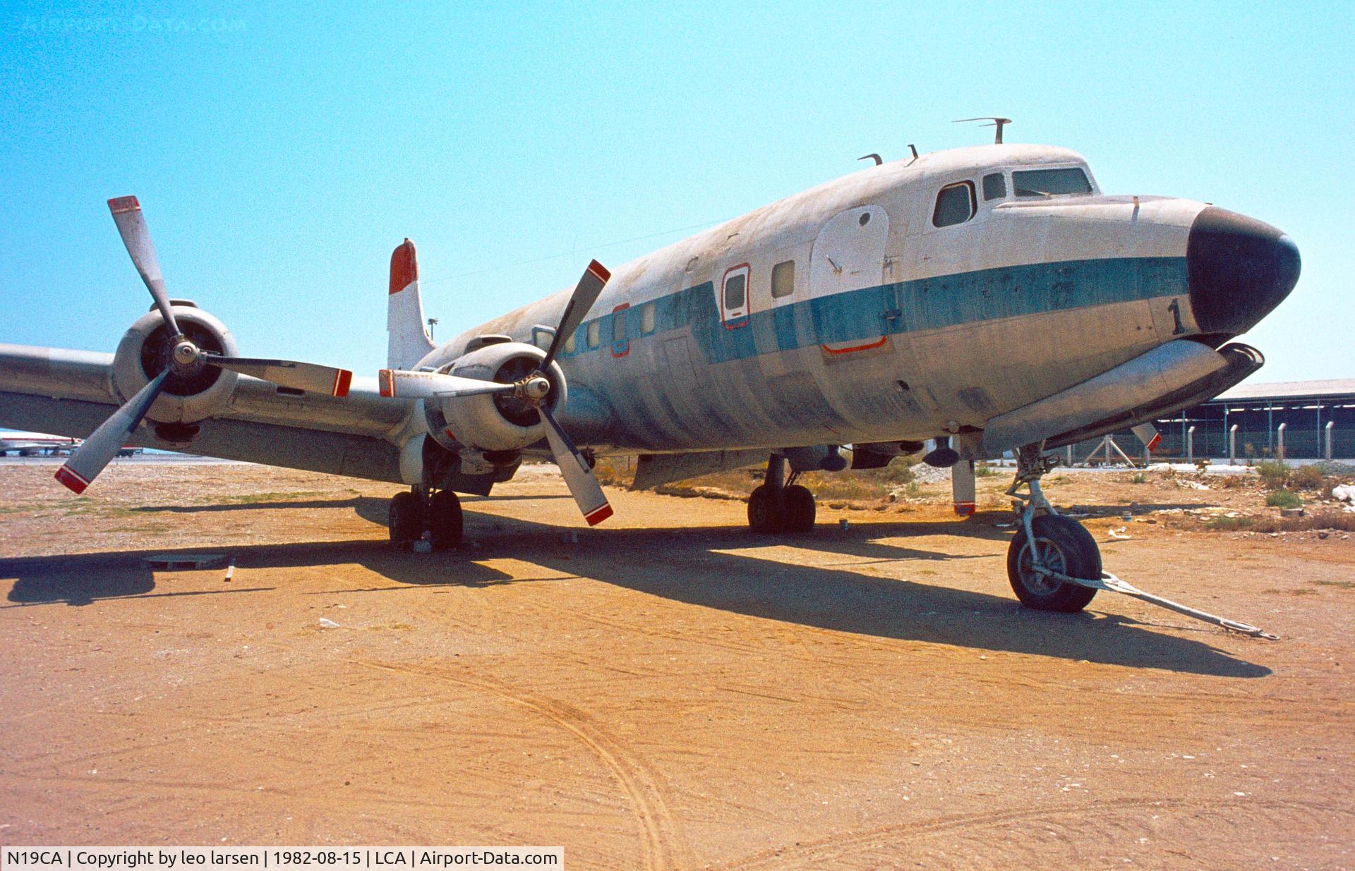 N19CA, 1952 Douglas DC-6B C/N 43744, Larnaca Cyprus 15.8.1982